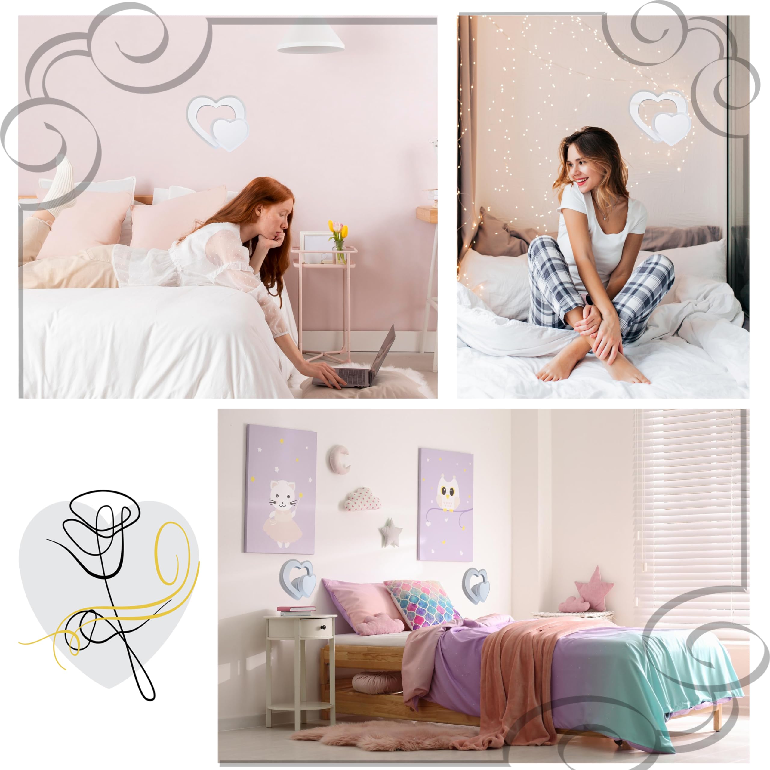 MAKA Applique a LED Moderna 12W, 960 Lumen Lampada da Parete a Muro Camera Letto Bambini, Applique Decorativa per Stanza dei Bambini Camera da Letto, Soggiorno (Cuore 3000K-4000K-6500K)