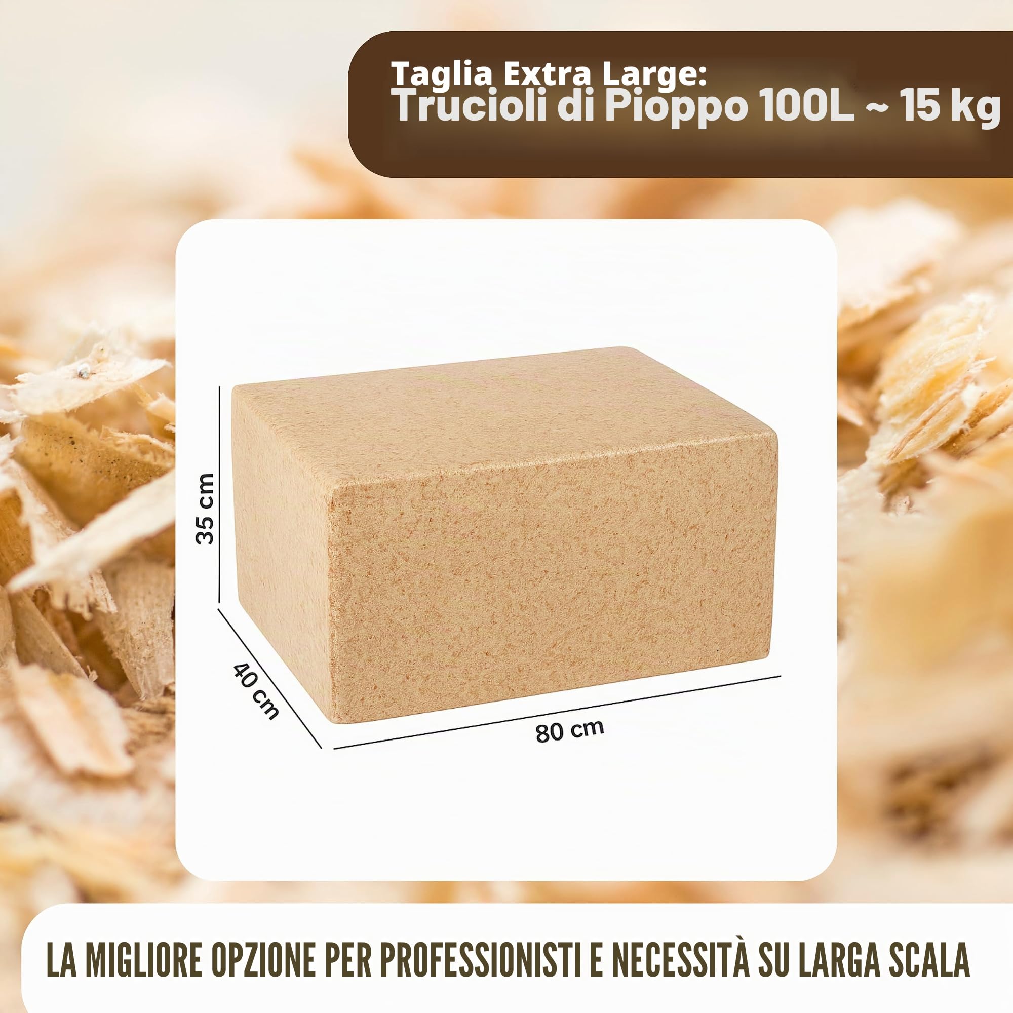 Trucioli di legno per animali domestici, galline, pollame e altri animali domestici, 100 l ~ 15 kg, per pollame, conigli, cavalli - 100% naturale - assorbente previene parassiti - sostituto segatura