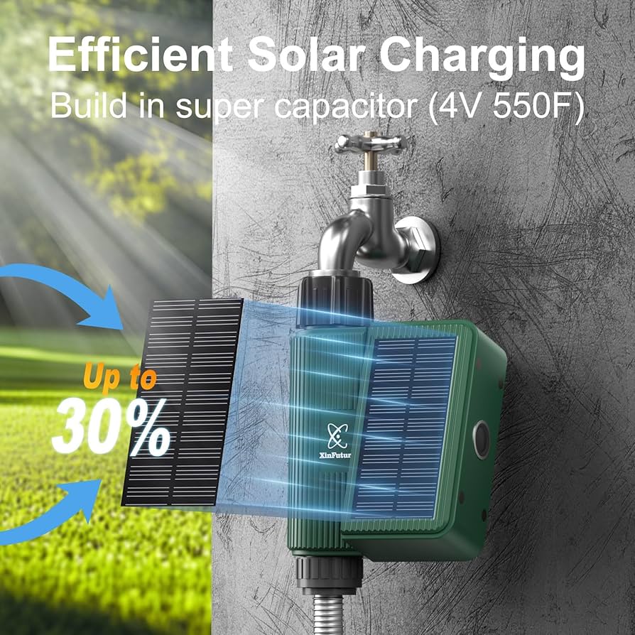 散水タイマー 出水2口 WiFi機能 ソーラーパネル付 単設定 アプリ