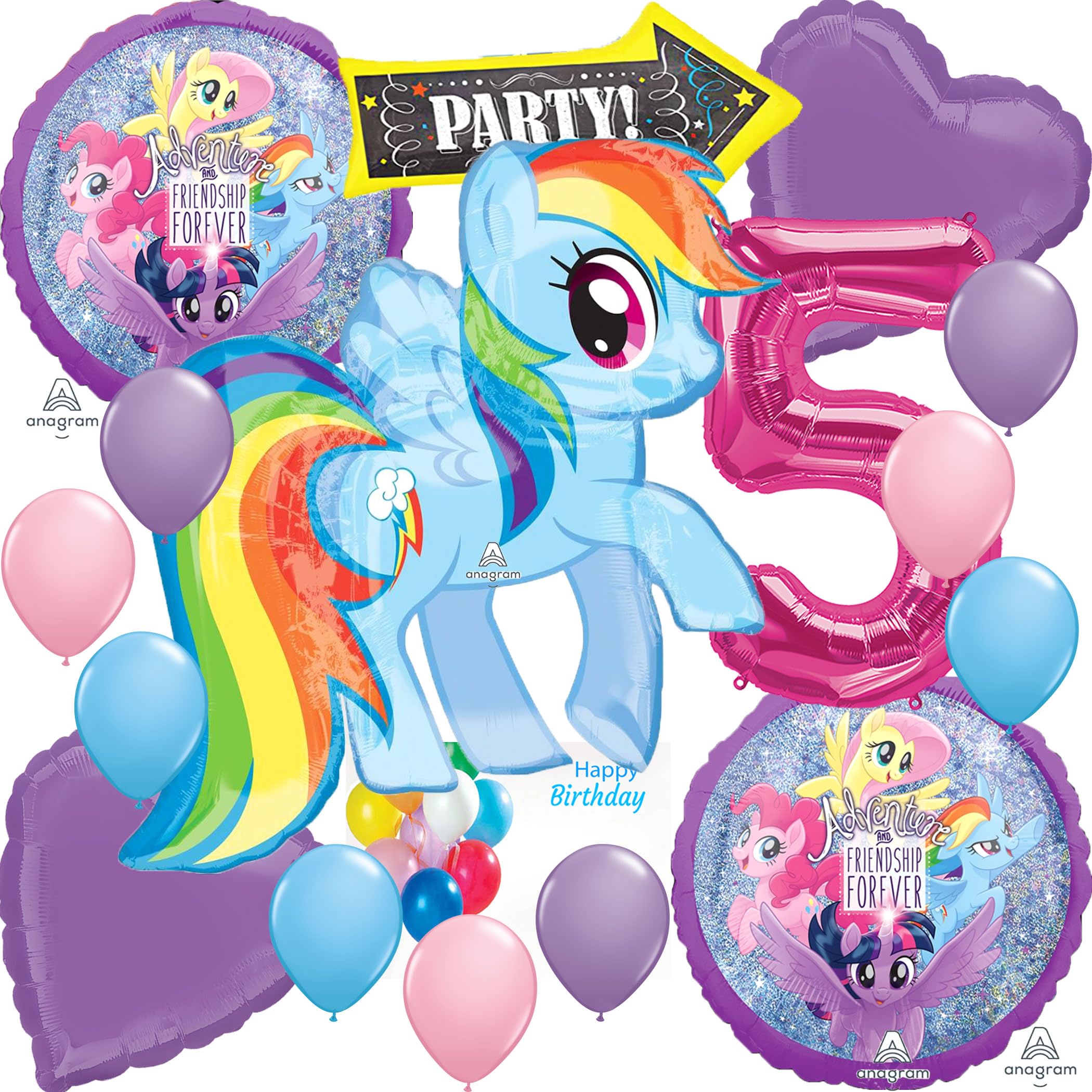 My Little Pony Set of 4 Birthday Party Balloons For a Kids Backdrop Decoration