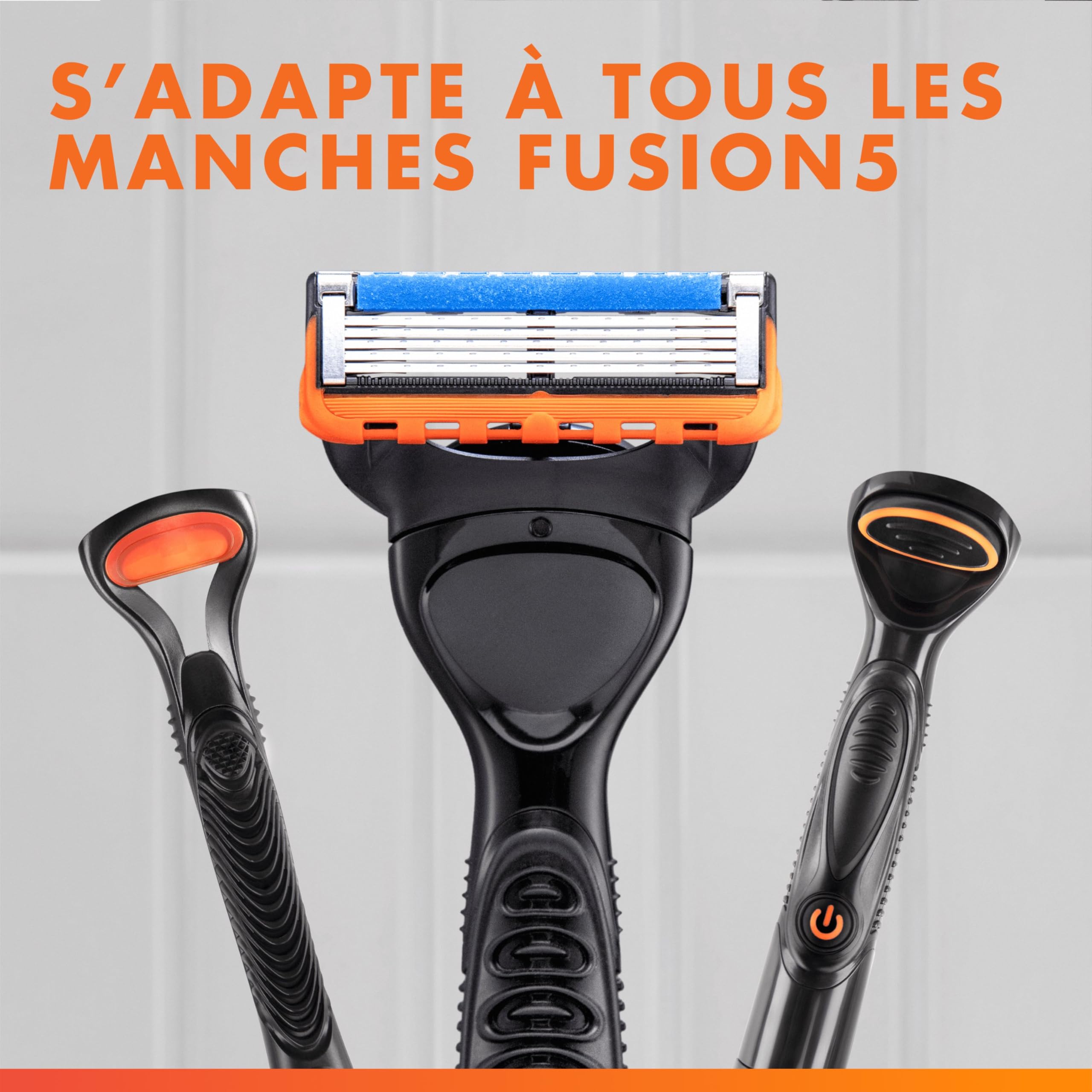 Gillette Lames de Rasoir Homme Fusion 5 Power, Pack de 4 | Cartouche Dotée d’une Bande Lubrifiante Améliorée, Anti-Friction, Rasage avec Micro-Pulsions, 1 Recharge Jusqu’à 30 Jours
