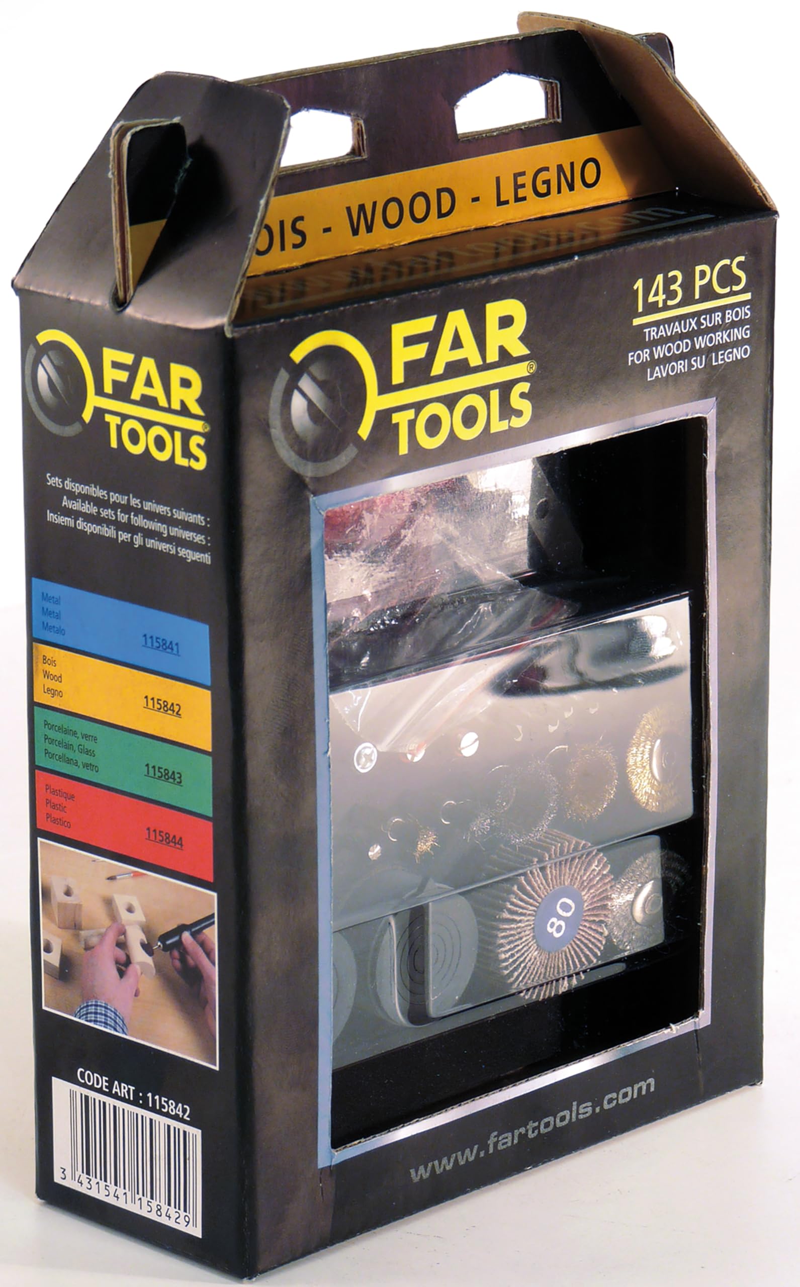Fartools 06997 143 Machining Tools Set for Wood, Black