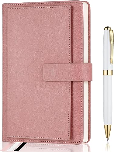 Miniatura 8 de Cuaderno de diario rayado ejecutivo, 256 páginas, rayas universitarias, cuero de tapa dura A5, bolígrafo incluido, con bolsillo para notas;