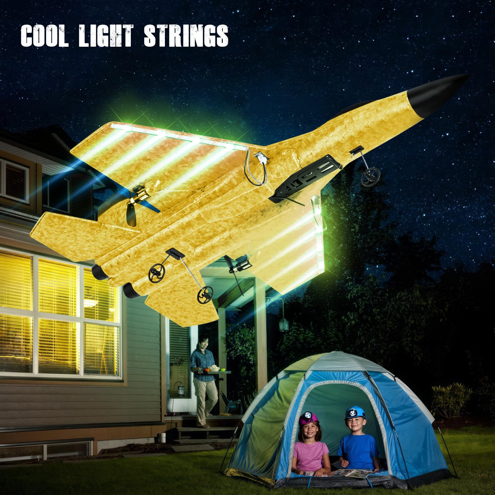 Avión de Control Remoto, Avión RC de 2,4GHz, 2 Modos de Inicio, Aviones de Control Remoto con Sistema de Vuelo Giroscópico de 3 Ejes, Luz Nocturna LED y Carga USB para Principiantes y Niños