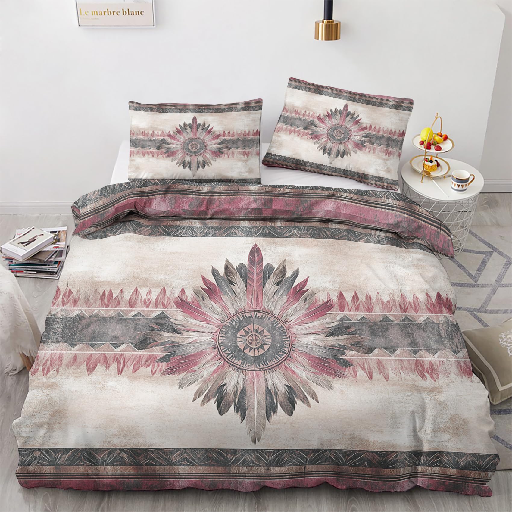 Housse de couette amérindien 220x240 en microfibre douce avec fermeture éclair solide