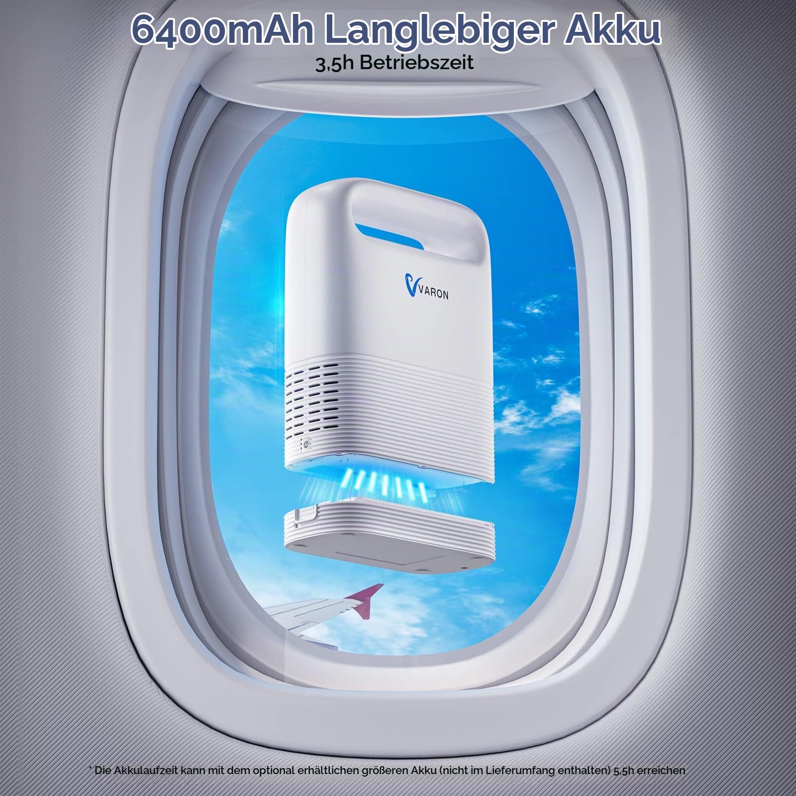 93% ±3% Sauerstoffkonzentrator mit akku, 1-5 Gänge einstellbar Oxygen Concentrator- Tragbar Sauerstoffgerät für Zuhause, Outdoor, Unterwegs