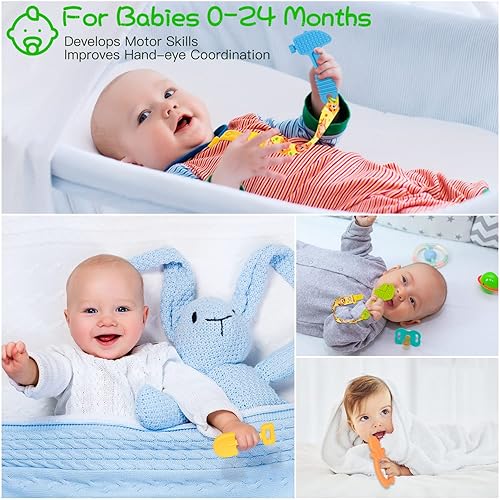 Miniatura 5 de Baby Teething Toys Set for 0-6-12 Months Silicone Baby Teether Chew Toys for Newborn Infant Soothing Sore Baby Gums  BPA Free Baby Boy Girl Gift5