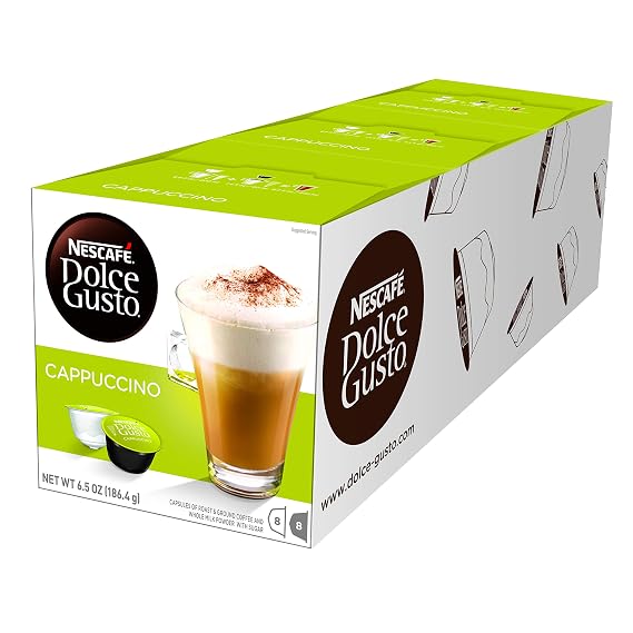 Nescafe Dolce Gusto Coffee Pods, Cappuccino, 16 capsules, Pack of 3