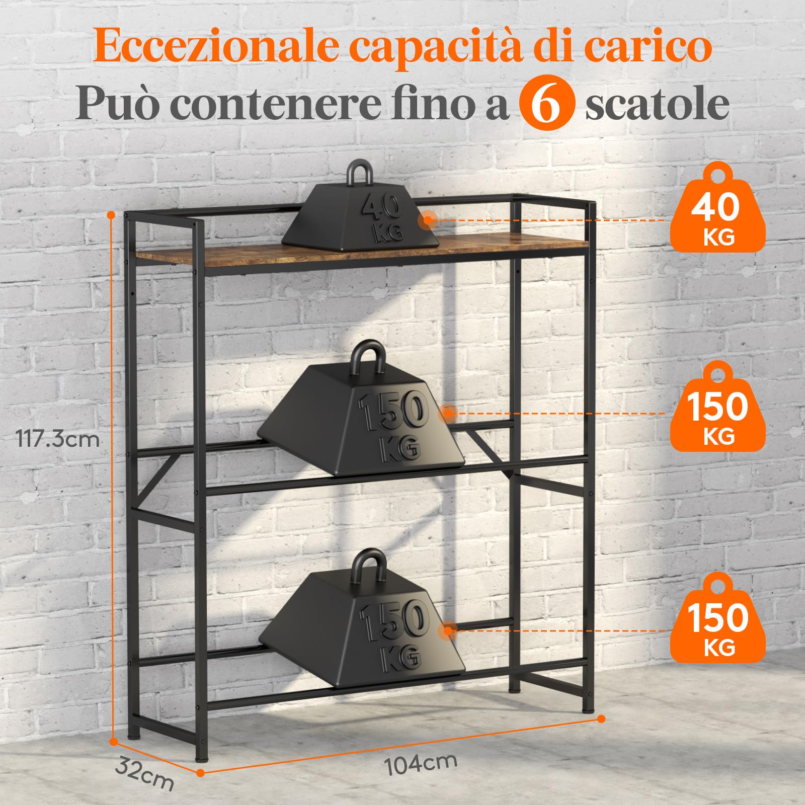 Lifewit Porta per Bottiglie, 32x104x117,3 cm Scaffale per Bottiglie in Metallo per la Cucina,Mobile da Cucina per Bevande Birra Caffè Bustine di Succo di Frutta Latte, Portata 340 kg, Marrone Rustico