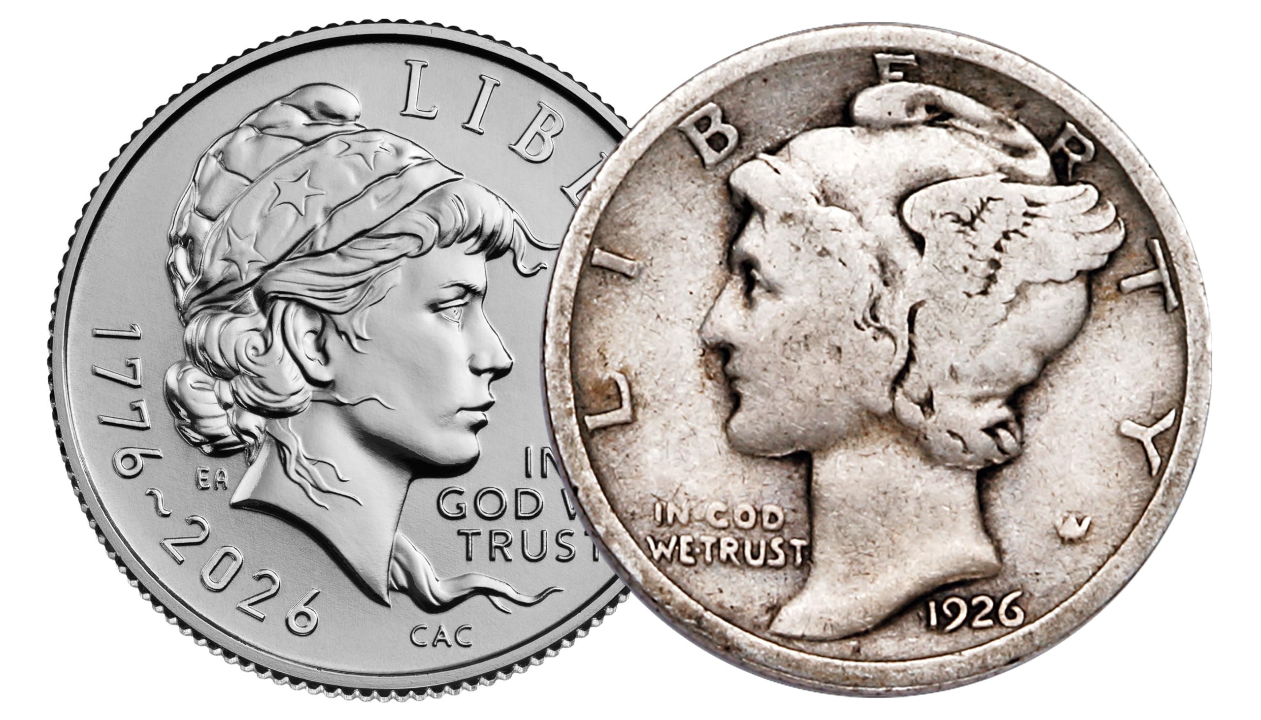 1926 Mercury Dime Circulated and 2026 Enduring Liberty Dime Uncirulated - 100-Year 2 Coin Set Uncirculated