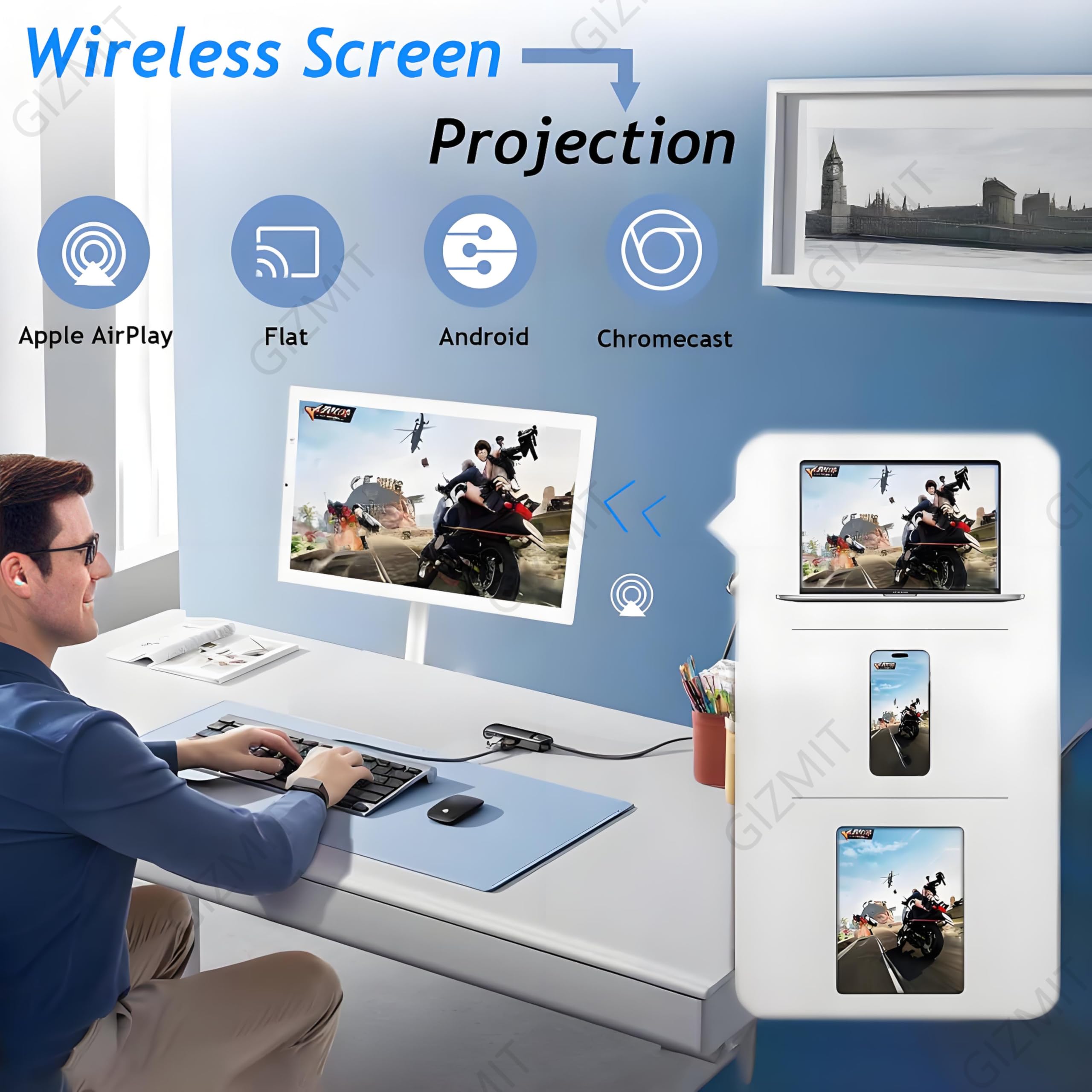 Televisor portátil con Ruedas, Smart TV portátil FHD de 32 Pulgadas con Android, Pantalla táctil giratoria, Altavoces duales, Gran Memoria Opcional, con Control Remoto C-4+64G