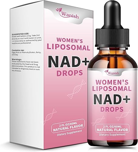 Suplemento líquido liposomal NAD para mujeres, nicotinamida pura de 500 mg NAD, regeneración celular, apoyo energético y metabolismo, vegano, sin