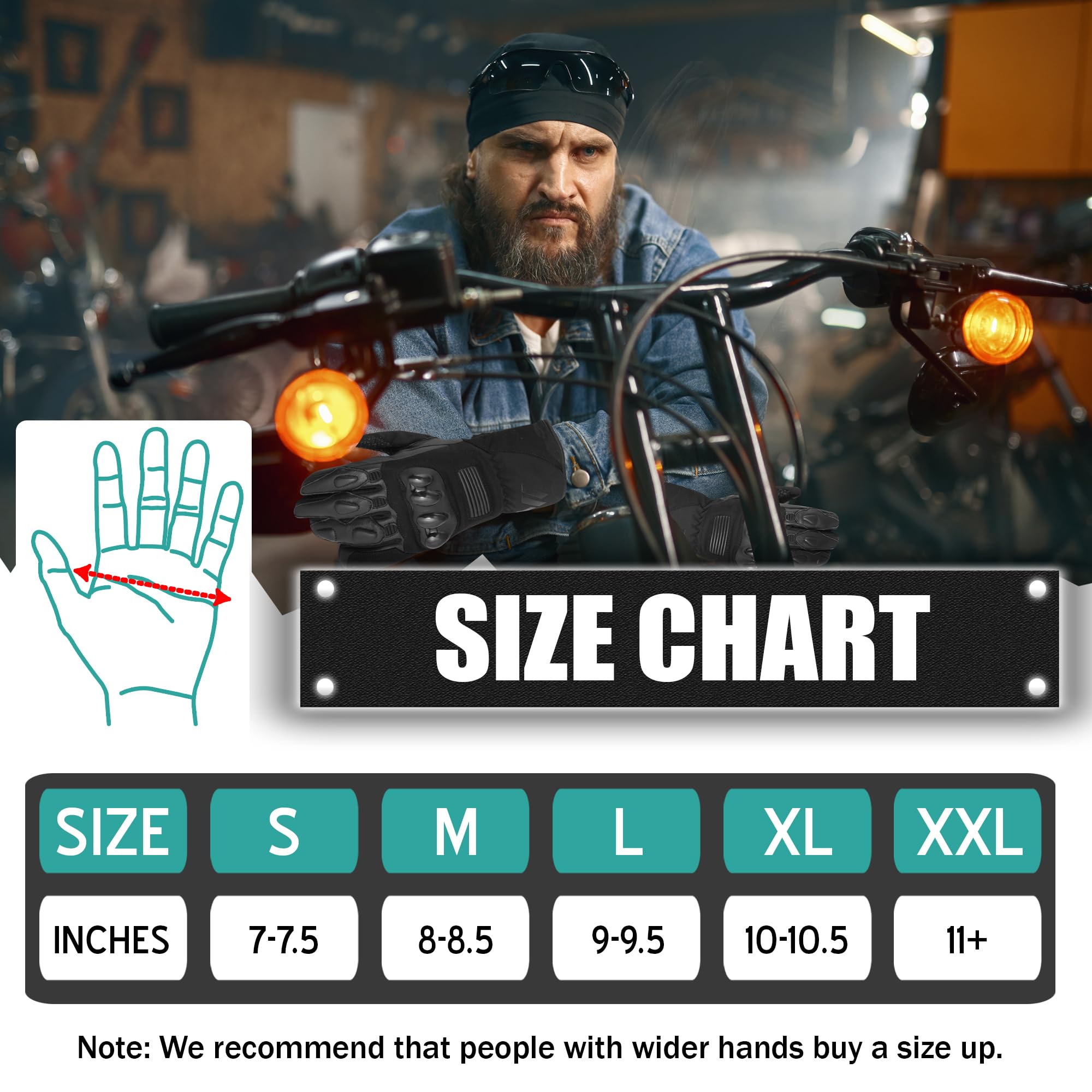 WESTWOOD FOX Rękawice motocyklowe dla mężczyzn i kobiet. Zimowe, wodoodporne, skórzane rękawice motocyklowe z termicznym ekranem dotykowym