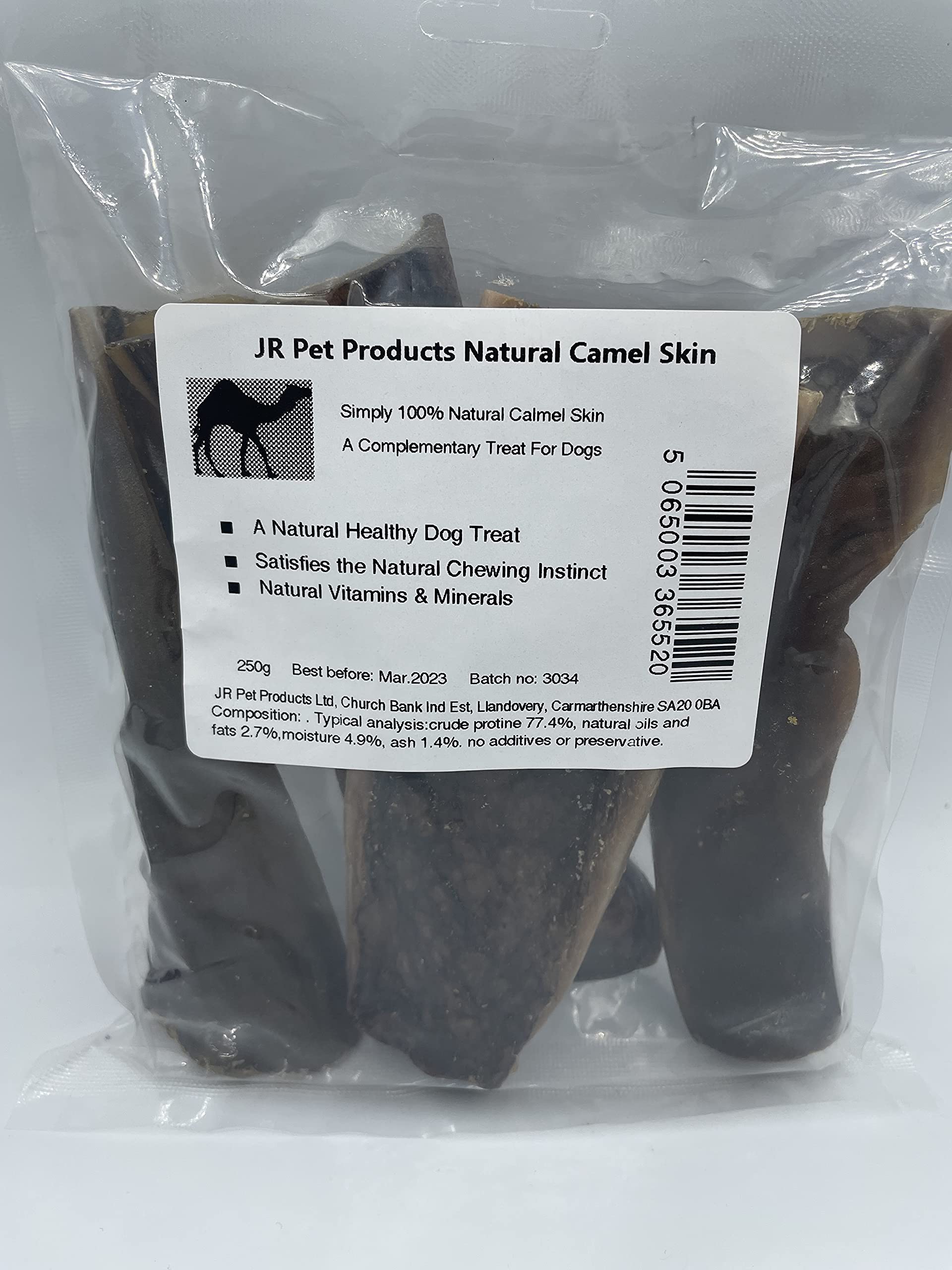 JR Pet Products 250g Natural Camel Skin. Long Lasting Dog Chew