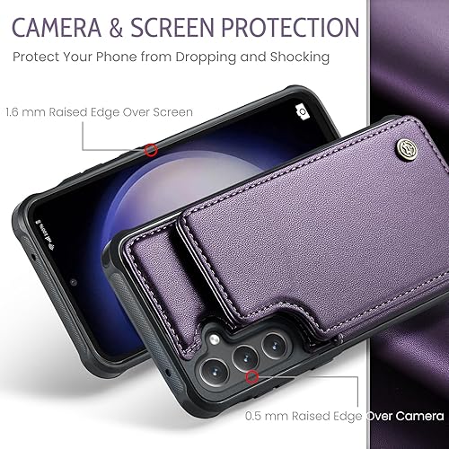 Miniatura 2 de Kowauri Funda para Samsung Galaxy S23 FE, funda de piel sintética para mujeres y hombres con ranura para tarjetas de bloqueo RFID, cierre magnético,