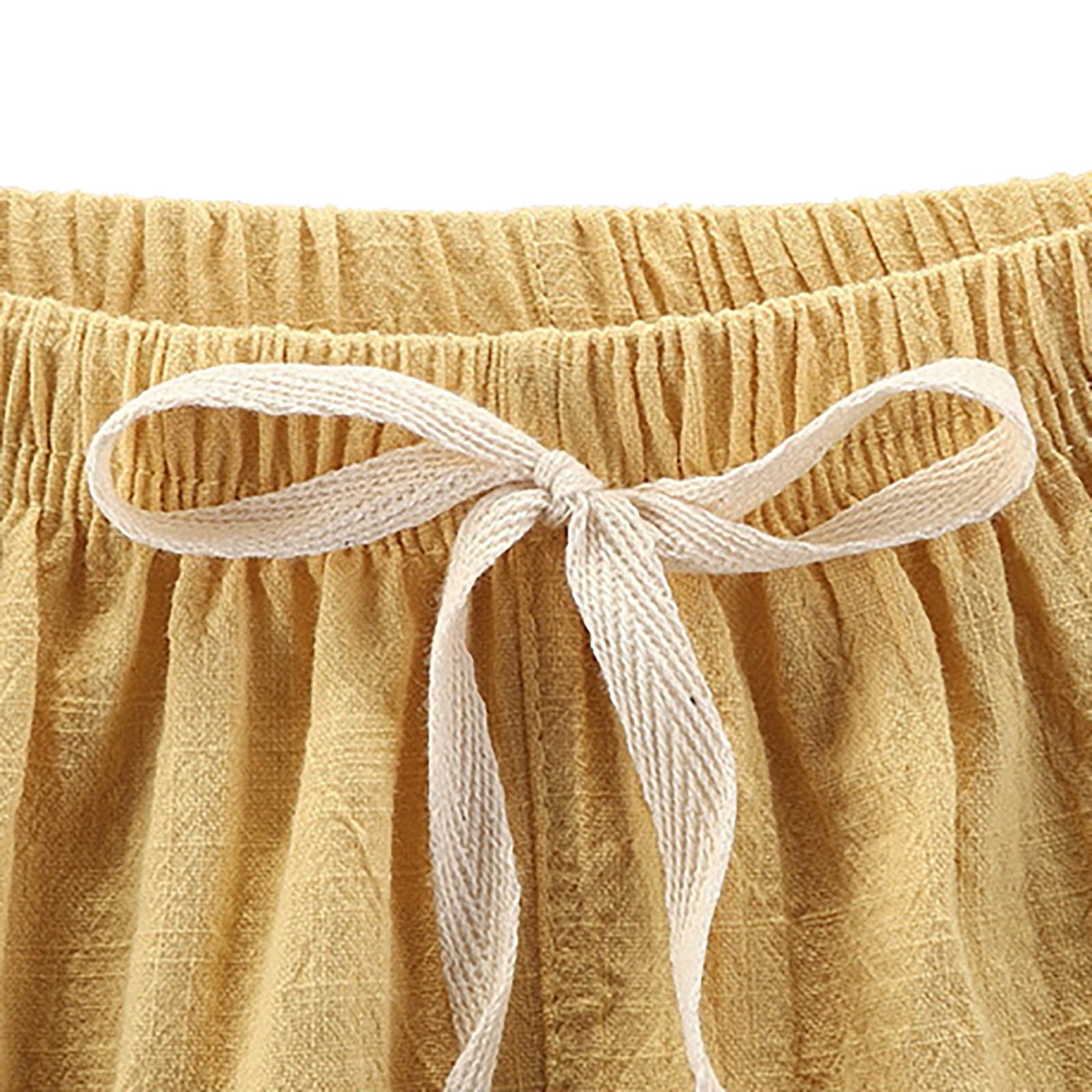 Confezione da 4 pantaloncini estivi in cotone e lino, con elastico in vita, casual, leggeri, per bambini e ragazzi
