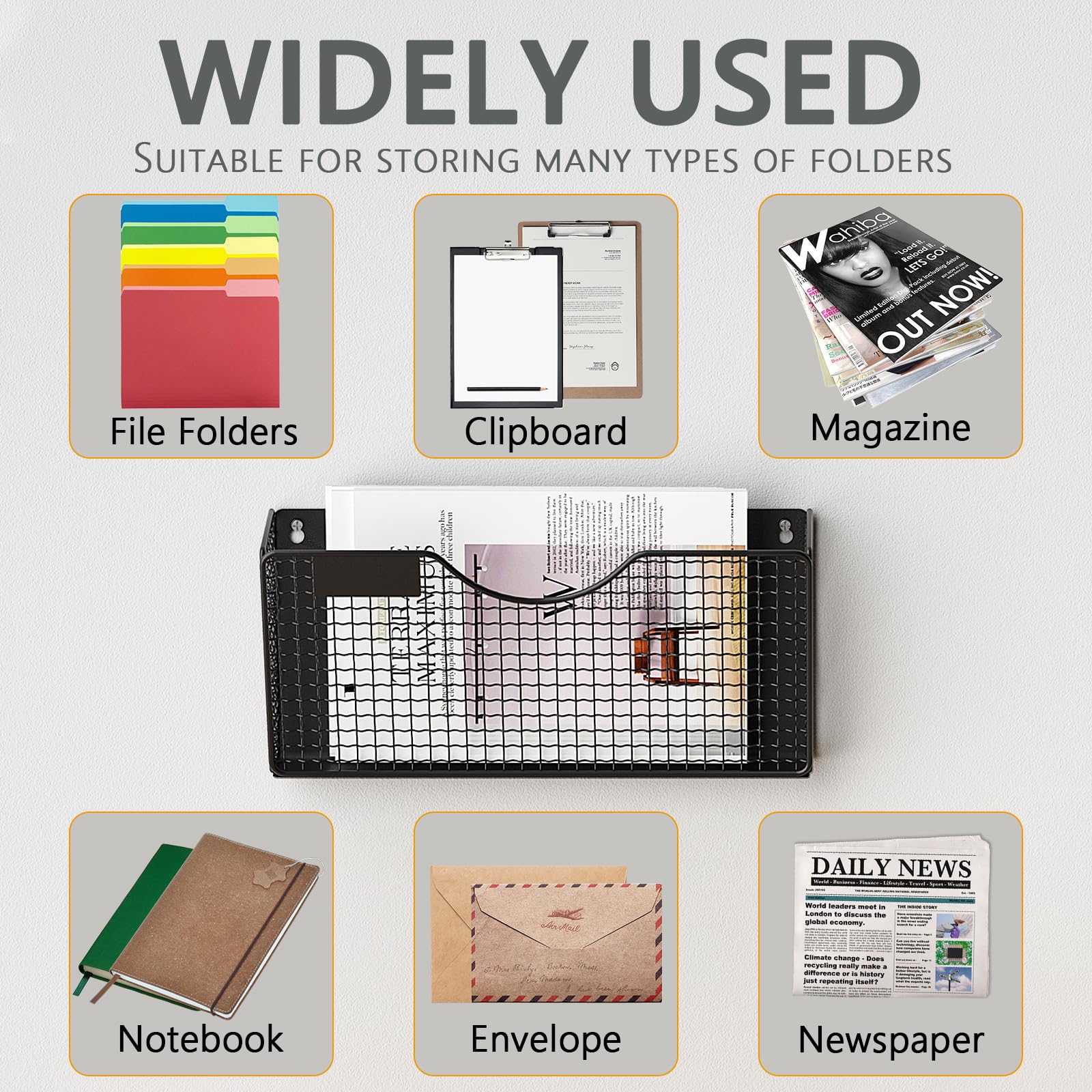 MFTEK Porta documenti magnetico 2 tasche organizer per cartelle, porta riviste da appendere per ufficio, lavagna bianca, porta documenti senza perforazione per frigorifero