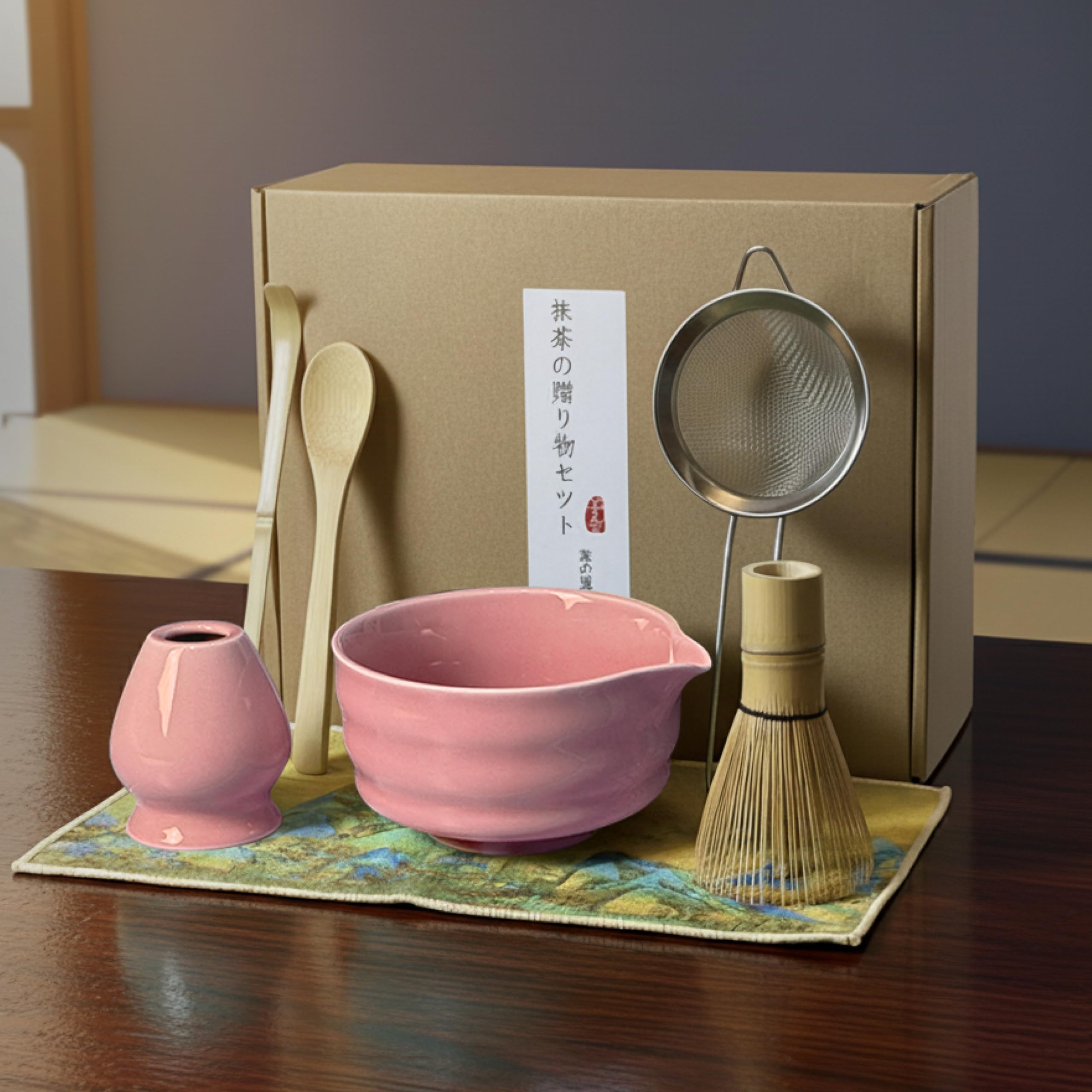 Amazon | KUMORINO 抹茶セット 7点 片口抹茶碗 百本立茶筅 茶杓 茶こし