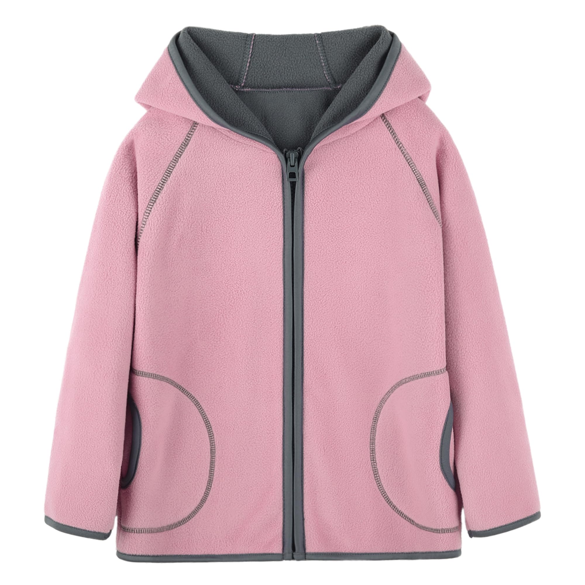 Chaqueta para Niños Polar Fleece de Doble Capa Otoño Invierno Niños Cremallera con Capucha Niñas Ropa de Abrigo de Manga Larga