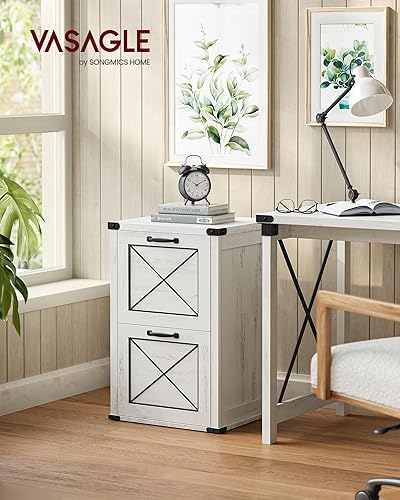 Miniatura 2 de VASAGLE Archivador con 2 cajones, soporte para impresora, tamaño A4, tamaño carta, carpetas colgantes, estilo moderno de granja, para oficina en