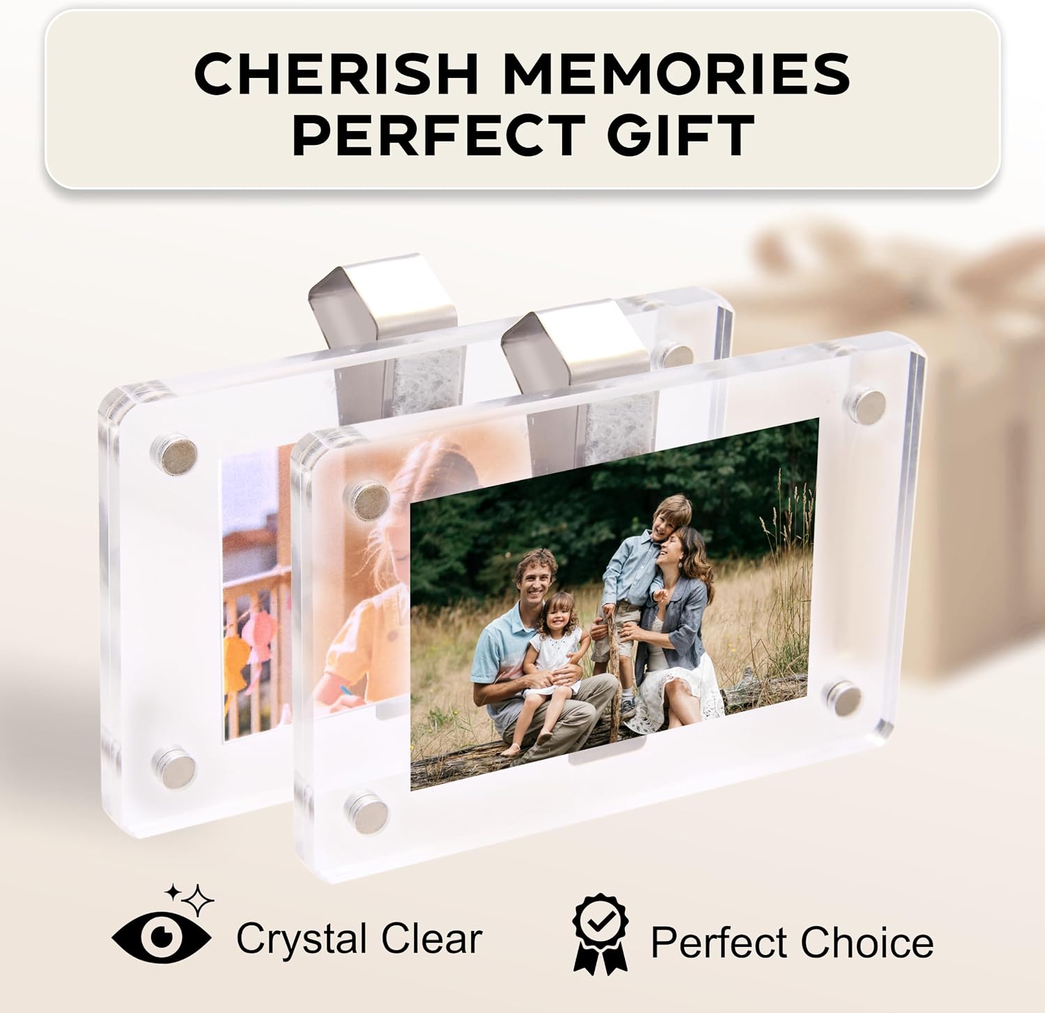 2 Pack Car Picture Holder, Magnetic Acrylic Visor Photo Clip, Transparent image 2
