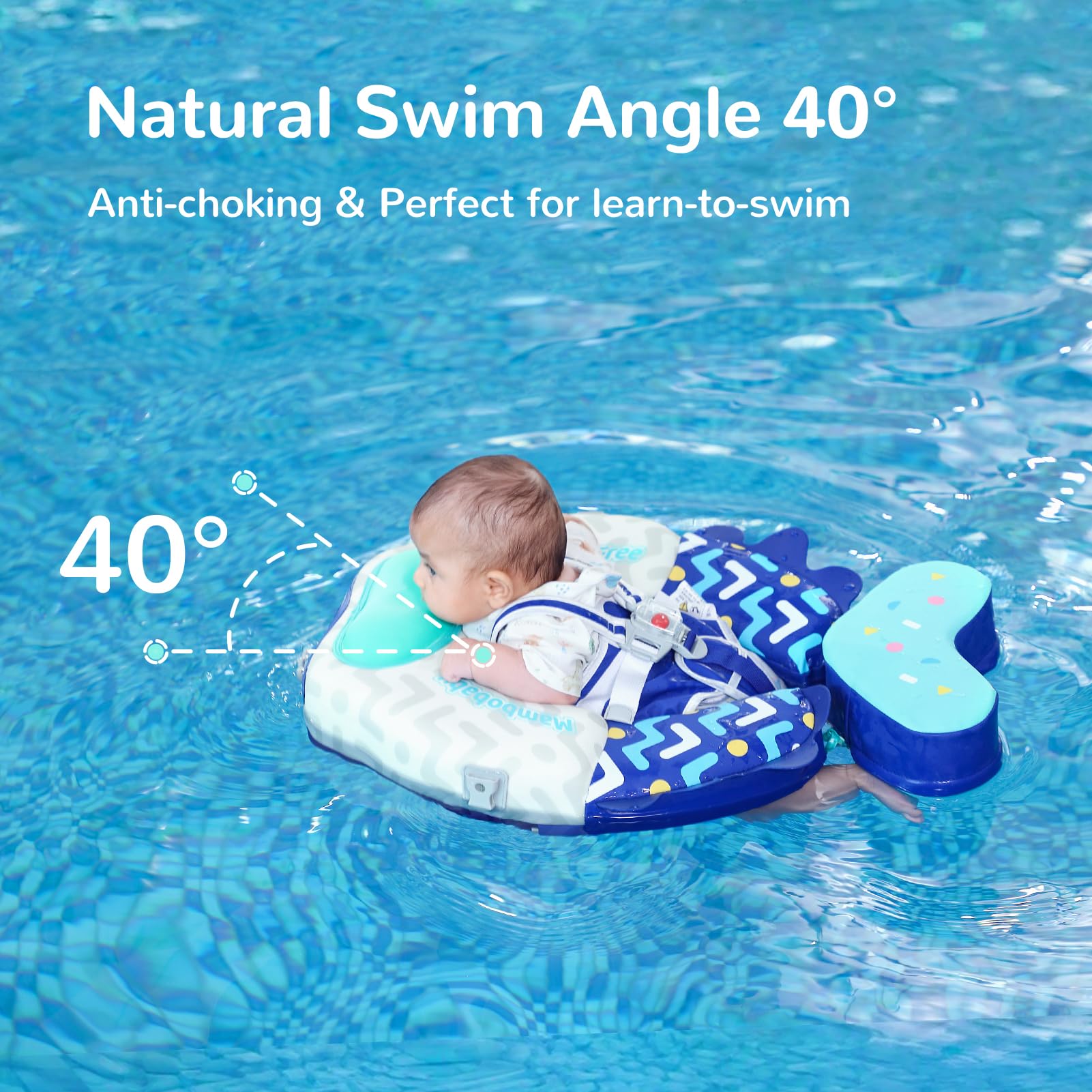 HECCEI Premium Schwimmring Baby Pannensicher, Mambobaby Nicht Aufblasbarer Schwimmhilfe, Hautfreundlicher Schwimmreifen Baby Perfekte Schwimmtrainer Swim Float für Baby 3-24 Monate