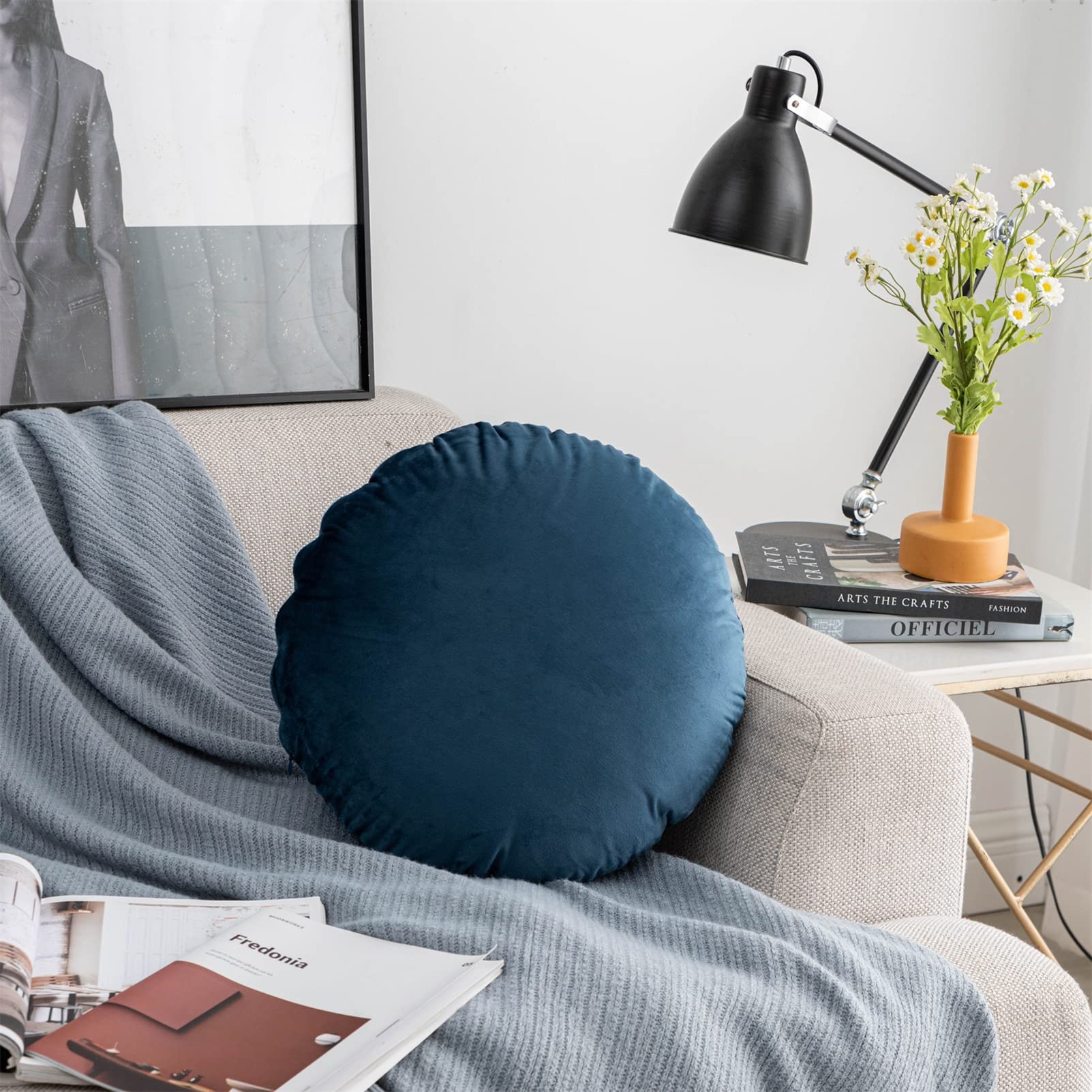 Solid Purple Round Throw Pillow Sham - 45cm Diameter Dutch Velvet Pillow Cover For Home Decor