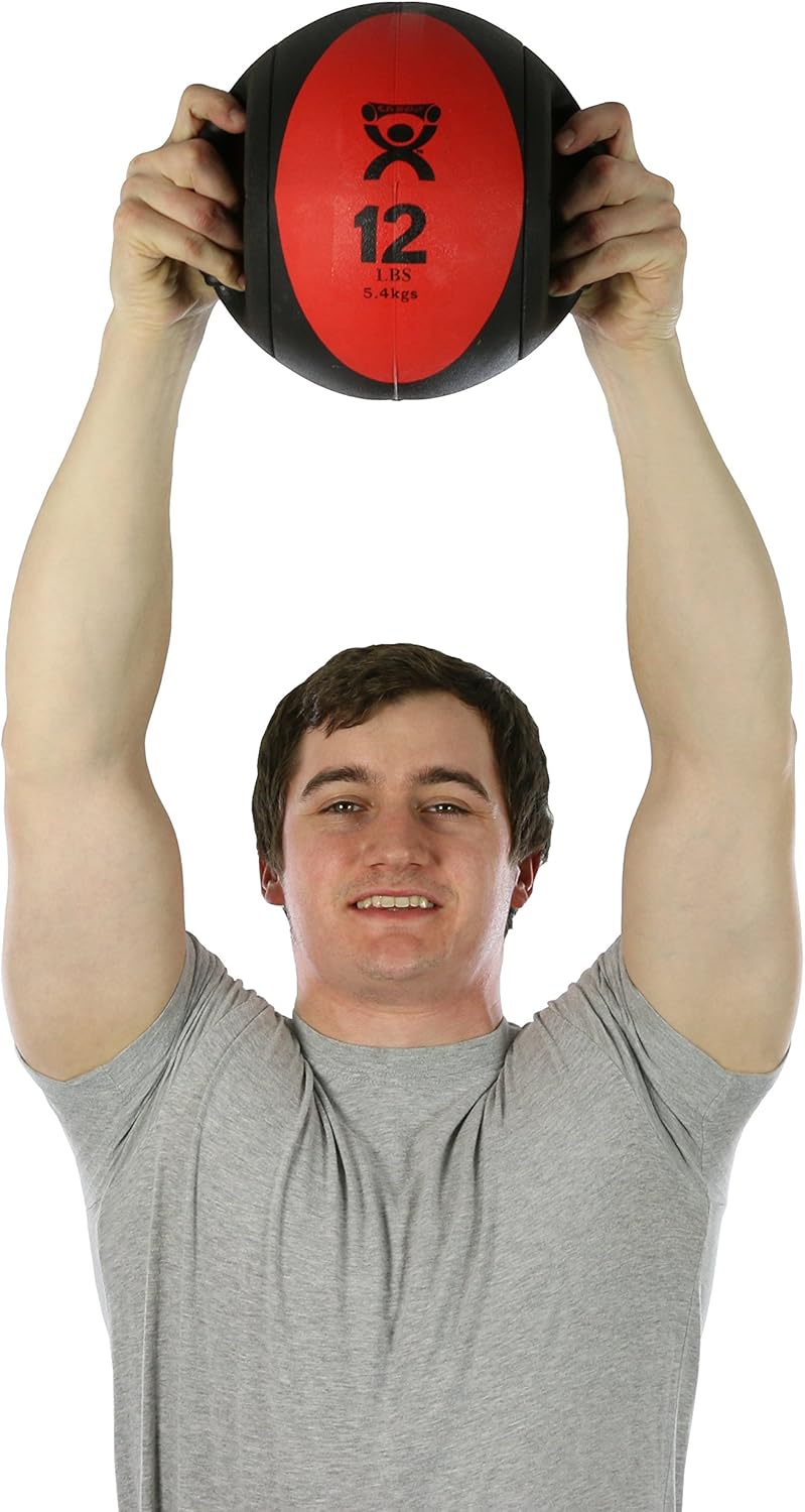 CanDo Dual-Handle Medicine Ball - 9" Diameter - Red - 12 lb