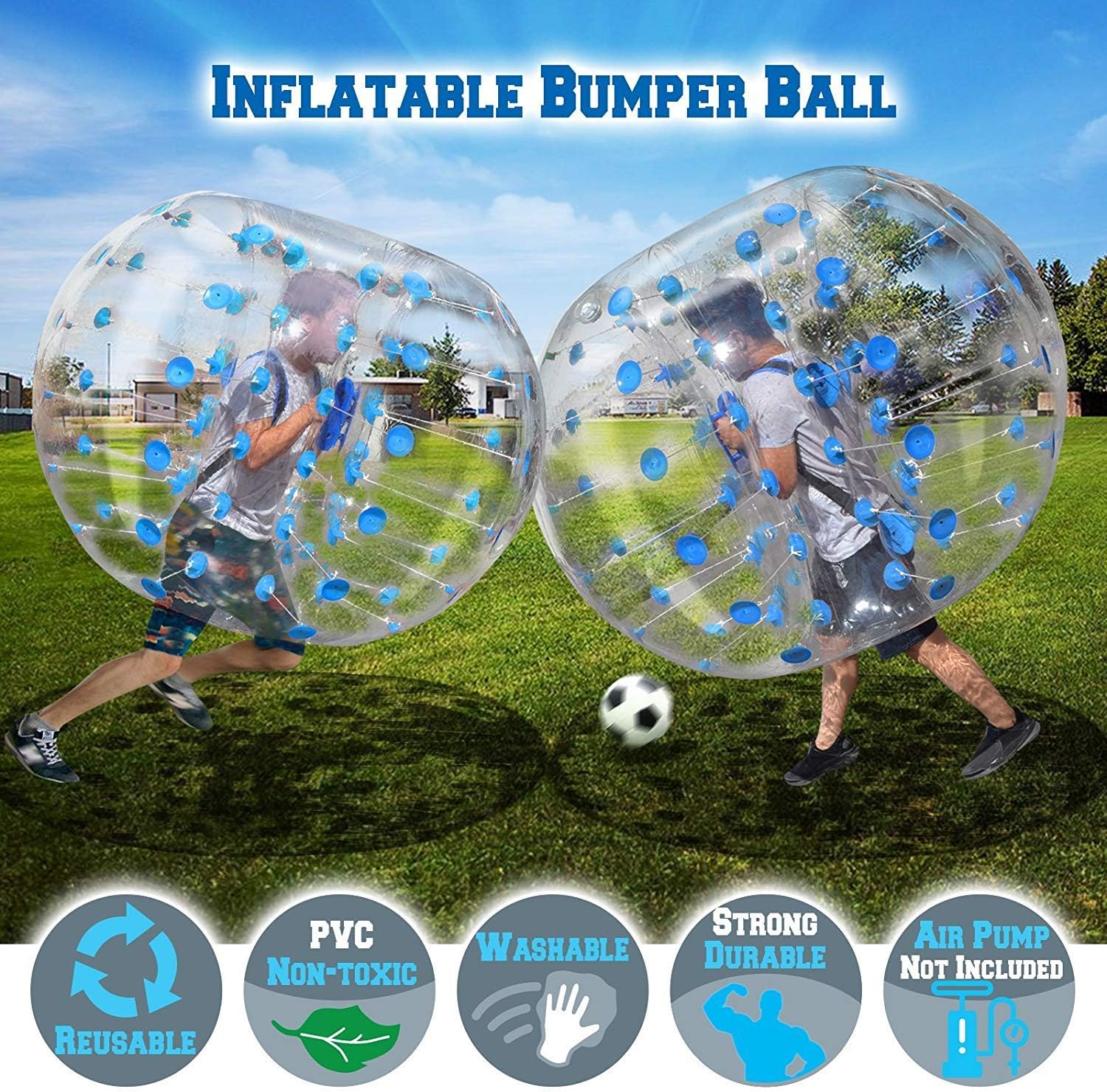 BenefitUSA Bumper Bubble Body Playground Inflatable Soccer Ball for Adults & Teens (Dia 5 Ft/ (1.5m)