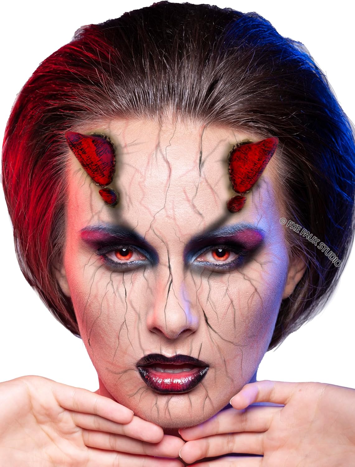 Fxe Faux Studio Red Demon Horns Halloween Latex Prosthetic Appliance.