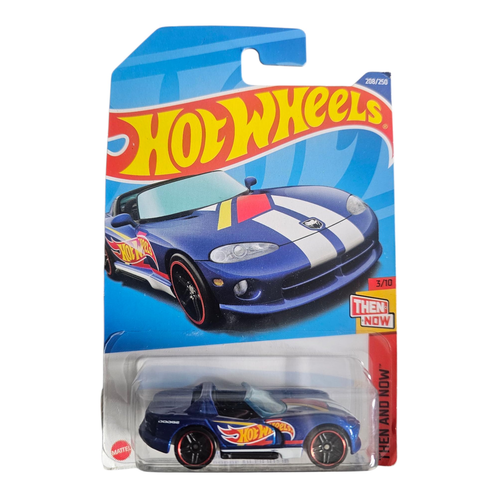 Hot Wheels Dodge Viper RT/10, Then and Now Collection, Die-Cast Model Car, Blue with Racing Stripes, 3+ Years