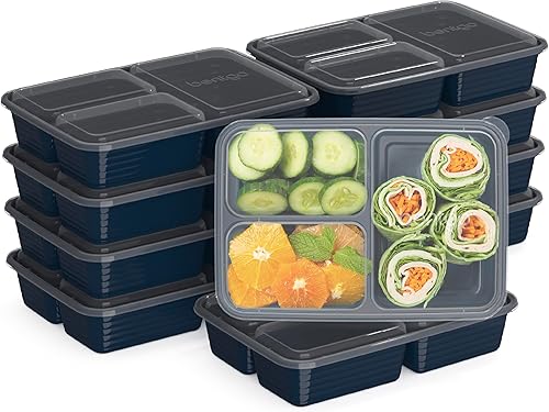 Miniatura 11 de Bentgo Prep - 20 piezas de contenedores de comida de 3 compartimentos reutilizables con tapas, materiales libres de PFAS y BPA, duraderos, aptos