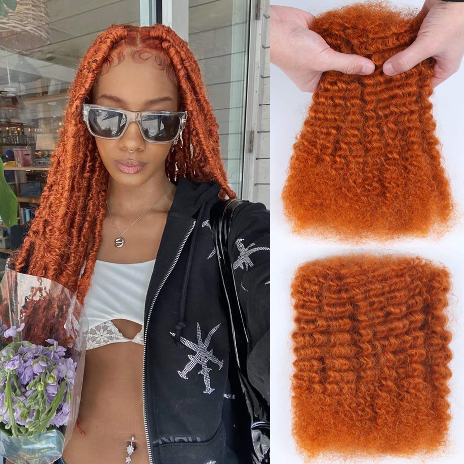 Afro Kinkys Bulk Human Hair 50g/Pack for Mini Twist Braiding Hair for Dreadlocks Loc Repair, Twists
