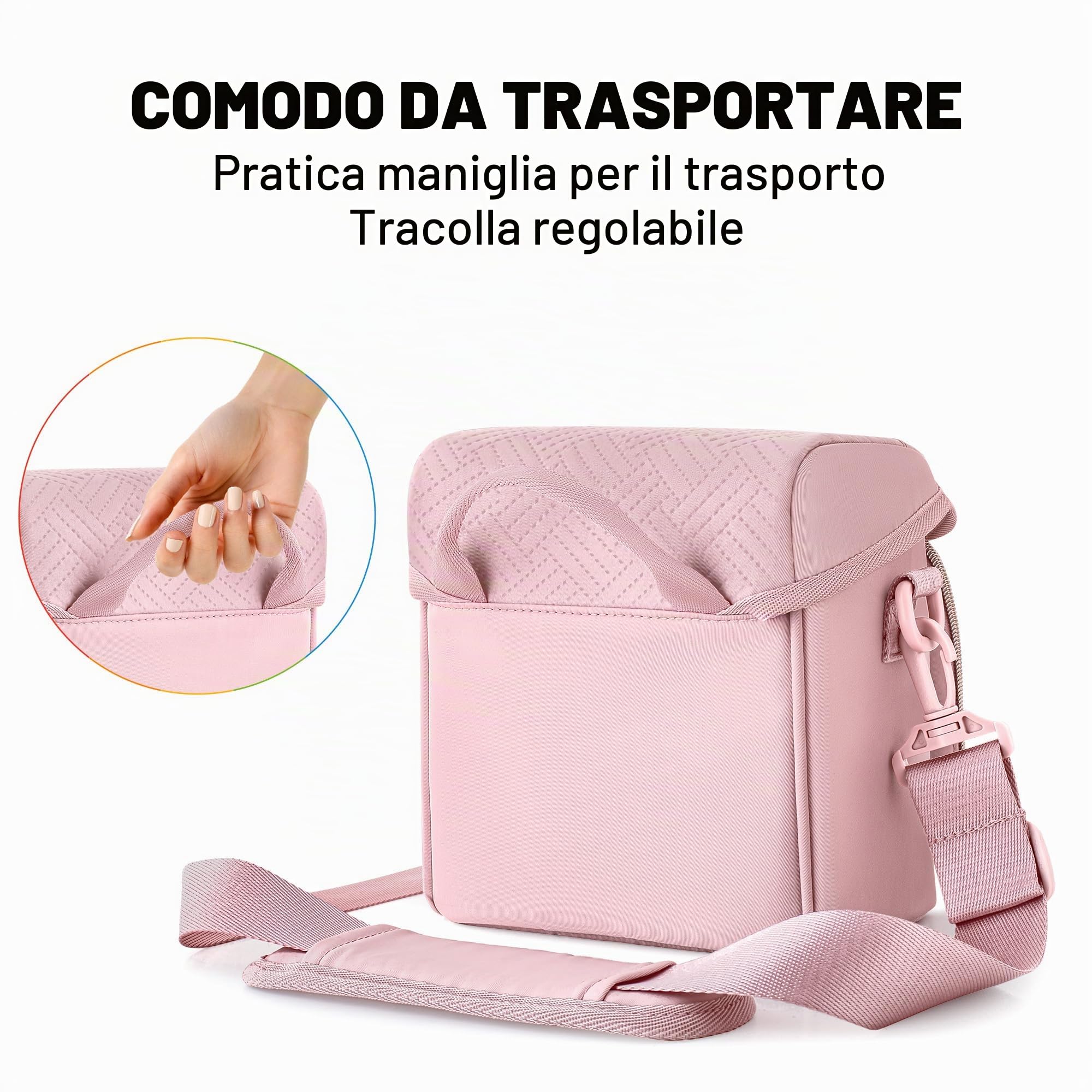 Borsa a Tracolla per Polaroid, con Scomparto per Pellicole, Rosa | Compatibile con le Serie Polaroid Now I-Type / Now+ I-Type / OneStep+ / OneStep 2 VF / Flip / Go