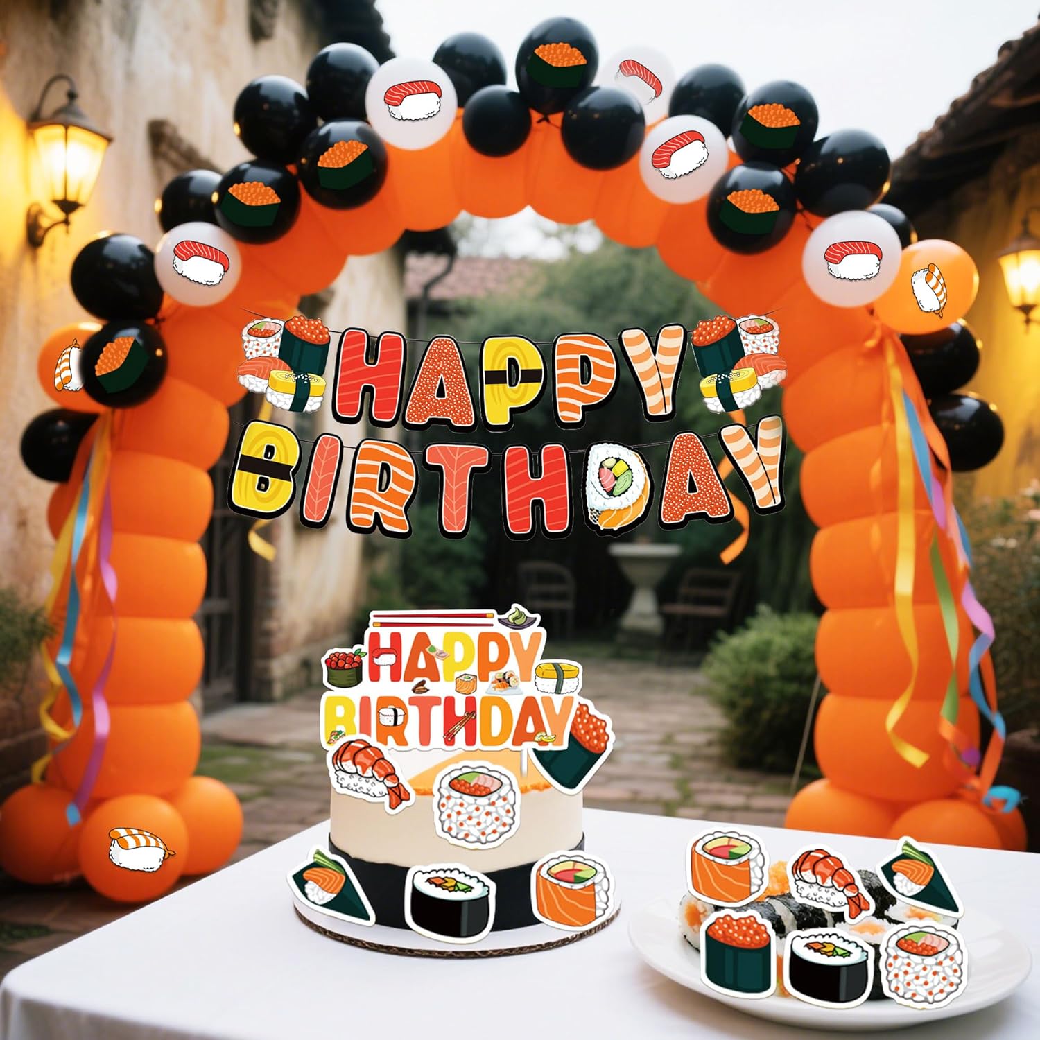Sushi Party Decorations Japanese Birthday Party Decorations Includes Sushi Happy Birthday Banner Cake Topper Balloons for Sushi Party Supplies - Image 3