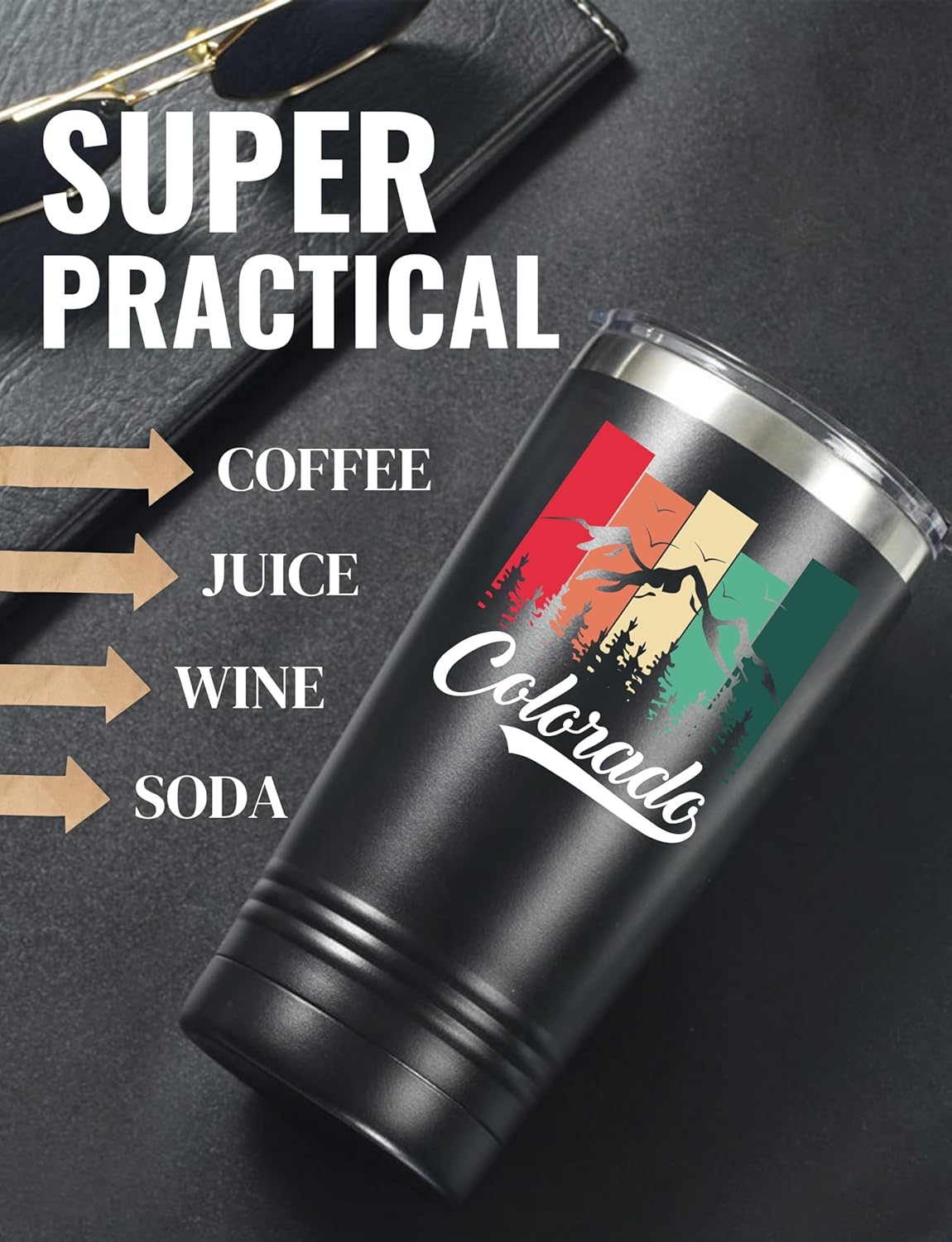 Onebttl Colorado Themed Gifts, Homesick Gift, Souvenirs, 20oz Stainless Steel Tumbler with Lid and Straw, Perfect for Christmas, Moving Gift - Mountain - Image 3