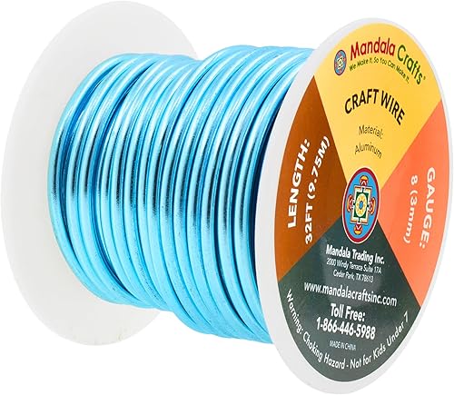 Vista 397 de Mandala Crafts Alambre de aluminio anodizado de calibre 8 para hacer joyas, alambre neutro flexible de color de 128 pies, flexible y flexible