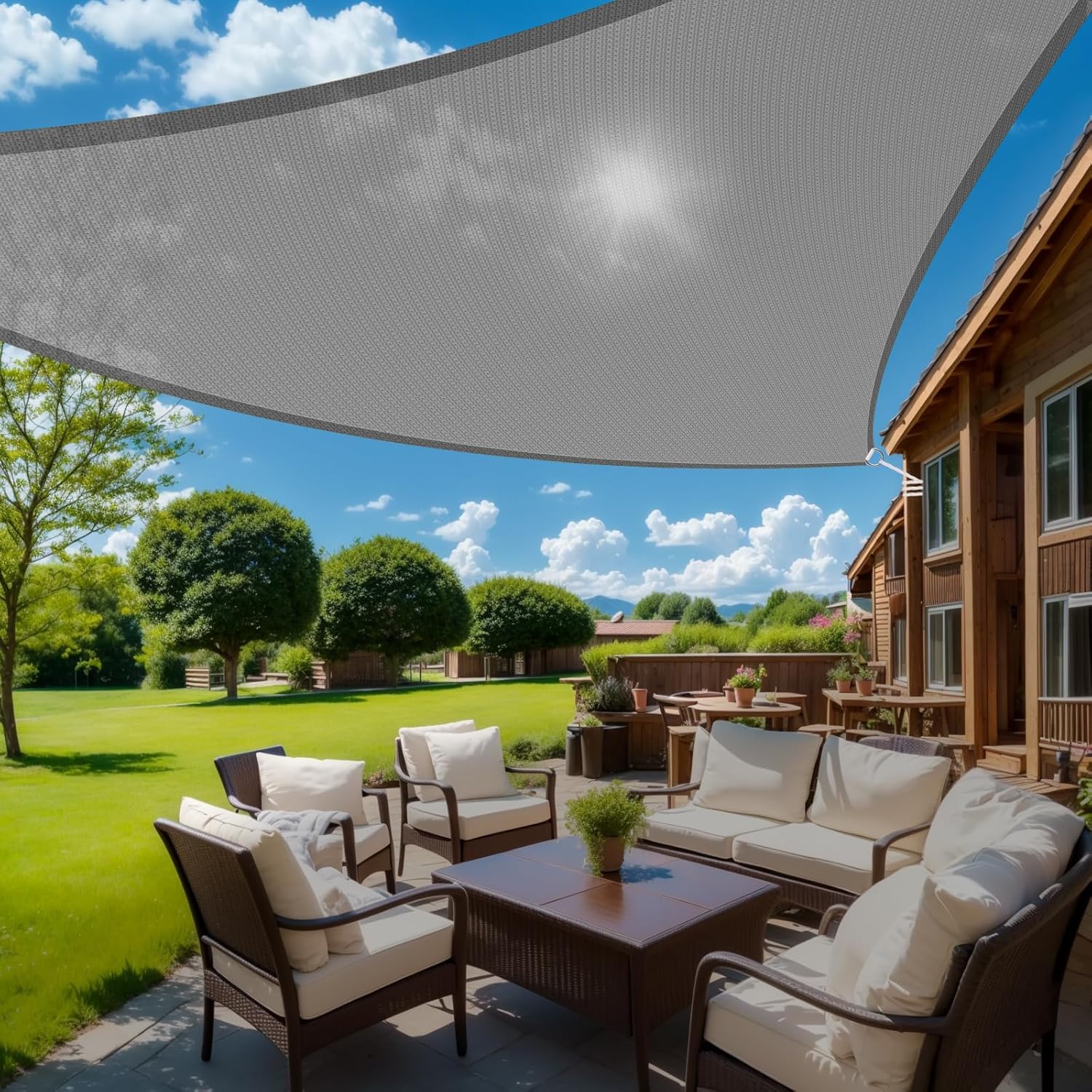 HappyTrends Sun Shades Outdoor Patio,Heavy Duty Shade Sail UV Protection Beach Canopy,Tear and Rust Resistant Wind Sail for Yard Deck Lawn Garden Triangle Sunshade(1 6' X 1 6' X 1 6',Grey)