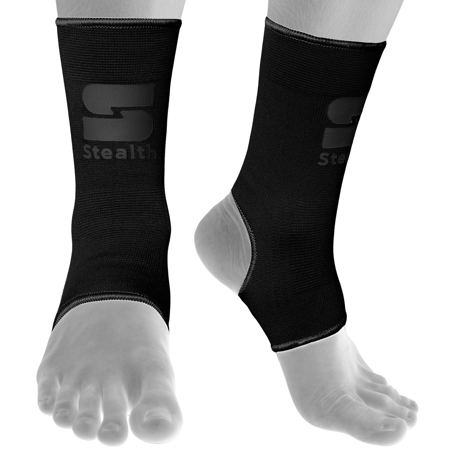Stealth Sports Ankle Support | Durable Compression Ankle Support for MMA, Muay Thai, Kickboxing, and Gym Training | Flexible, Breathable, and Non-Slip Design for Maximum Stability (Full Black, L/XL)