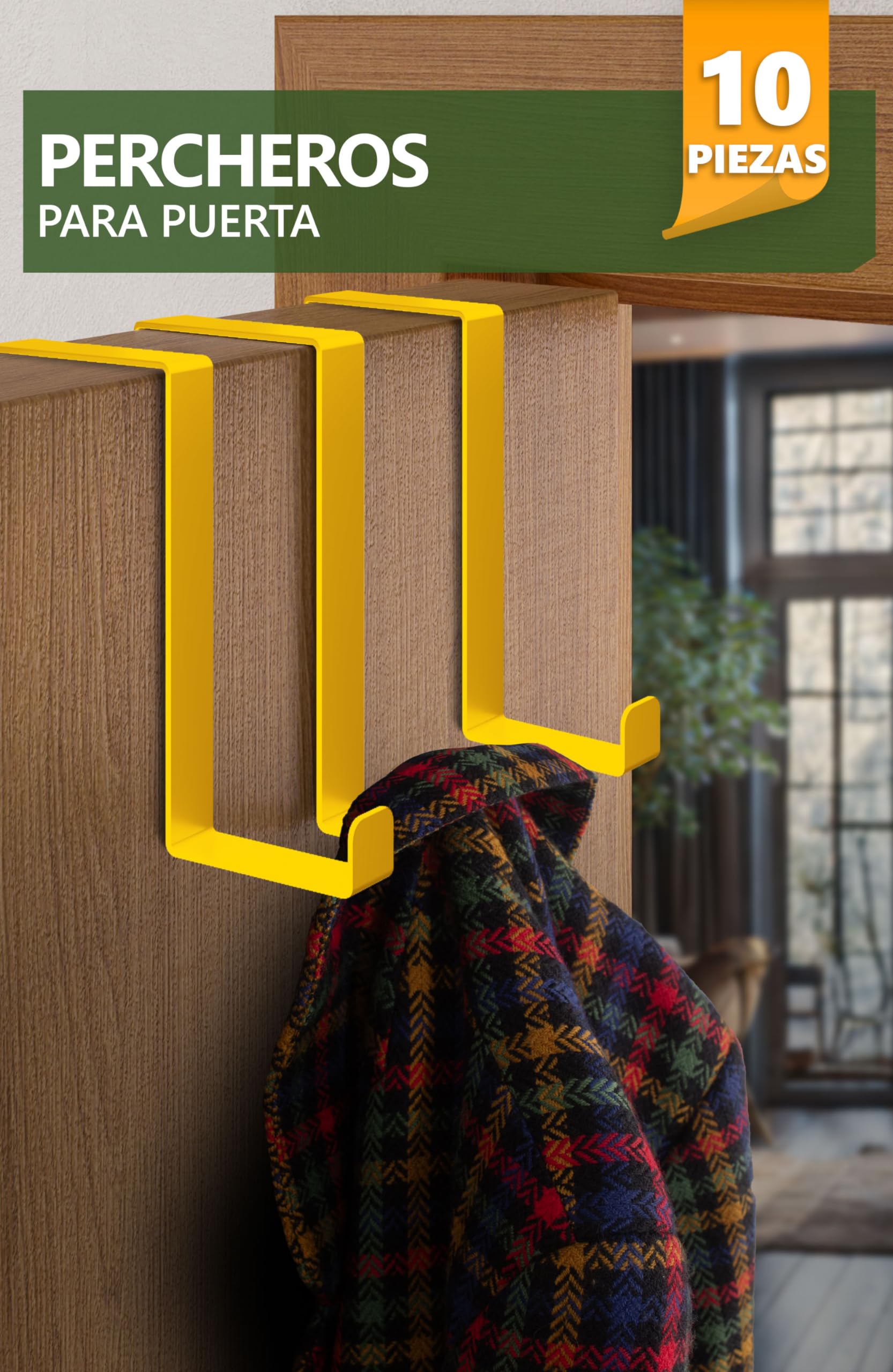 Menz Perchero Puerta - 10 Piezas Ganchos De Colores Con Almohadillas De