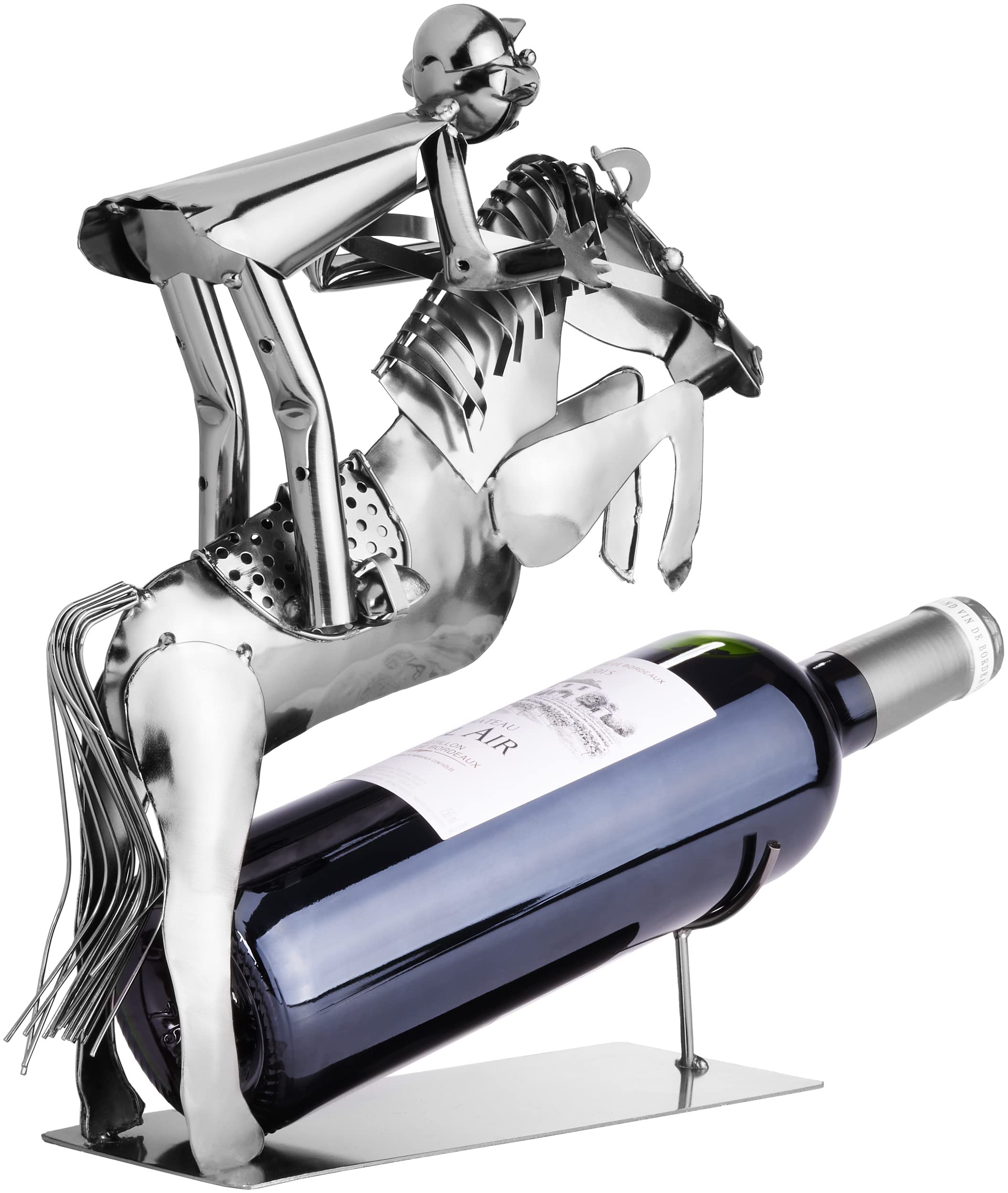 BRUBAKER Bottle Holder Locomotive Metal Sculpture Gift with Gift Card