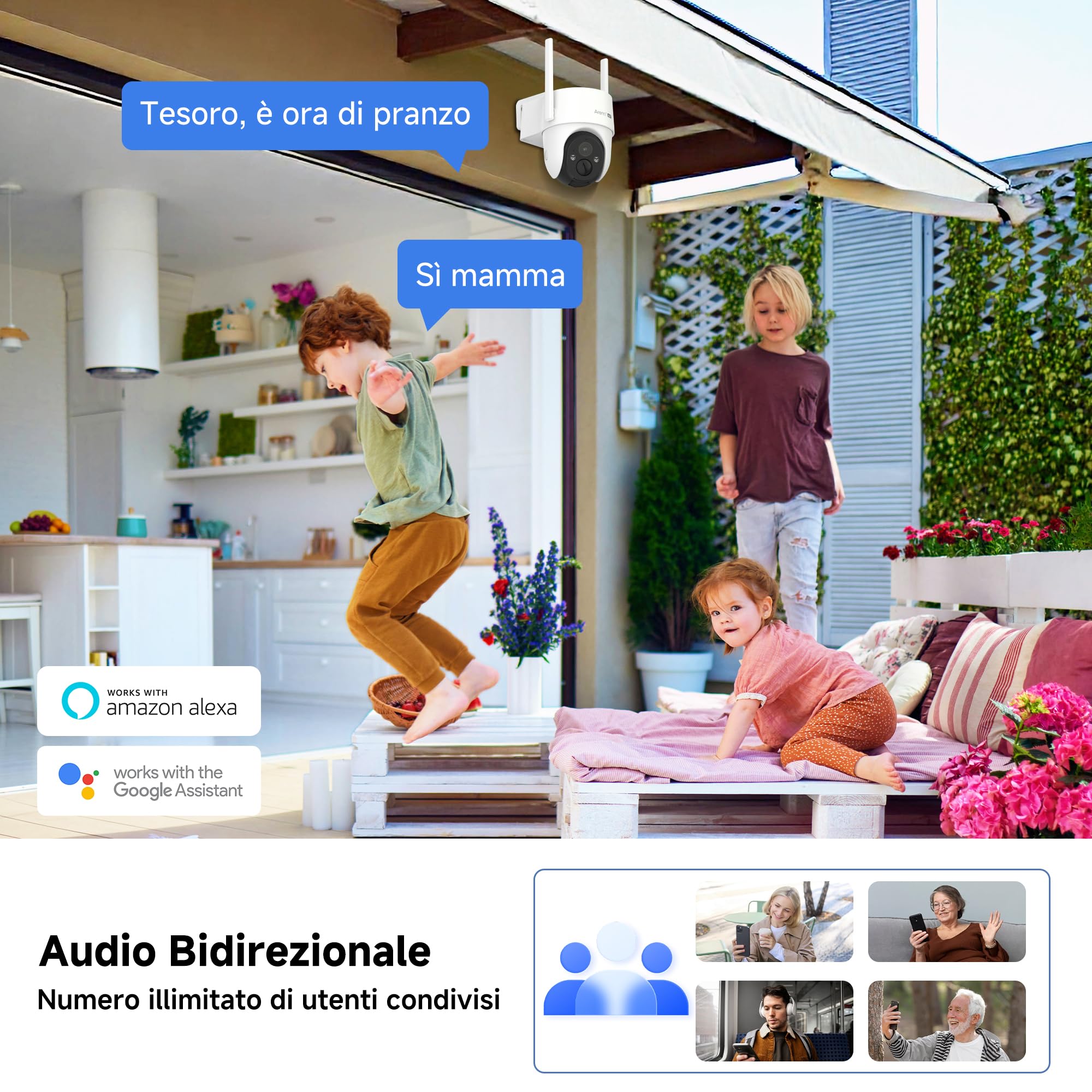 ARENTI Telecamera 4G LTE Da Esterno con SIM,2KTelecamera Sorveglianza PTZ 360°,Senza WiFie Senza Fili con Pannello Solare,10400mAh Batteria, Visione Notturna, Audio Bidirezionale,IP65