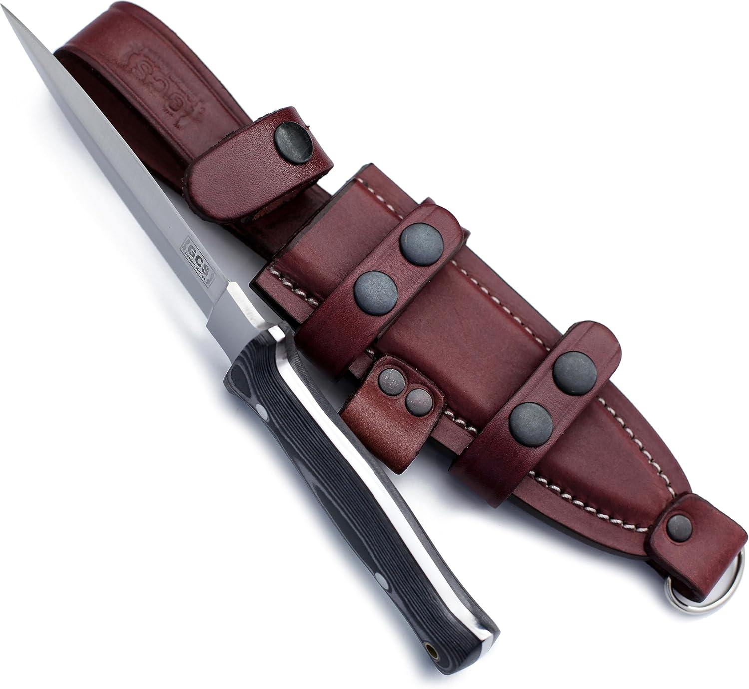 GCS Handmade Hunting Knife Full Tang Black Micarta Handle D2 Steel with Cowhide Right and Left Leather Sheath for Hunting, Camping, Bushcraft and EDC (GCS-165)