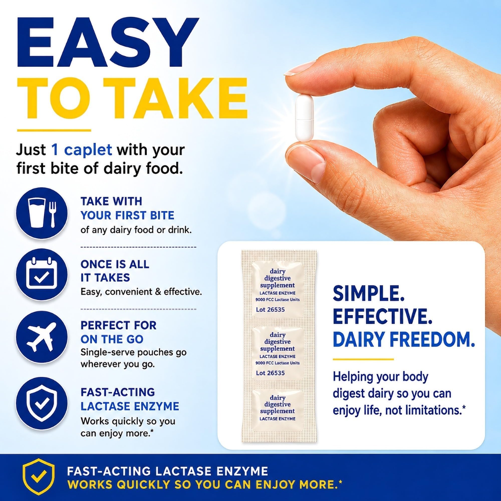 berkley jensen Maximum Strength Fast Acting Lactase Enzyme 9000 FCC - Natural Dairy Relief Digestive Supplement - Helps Prevent Bloating, Gas, Loose Bowels Due to Lactose Intolerance, 180 Tablets — Amazon image 6