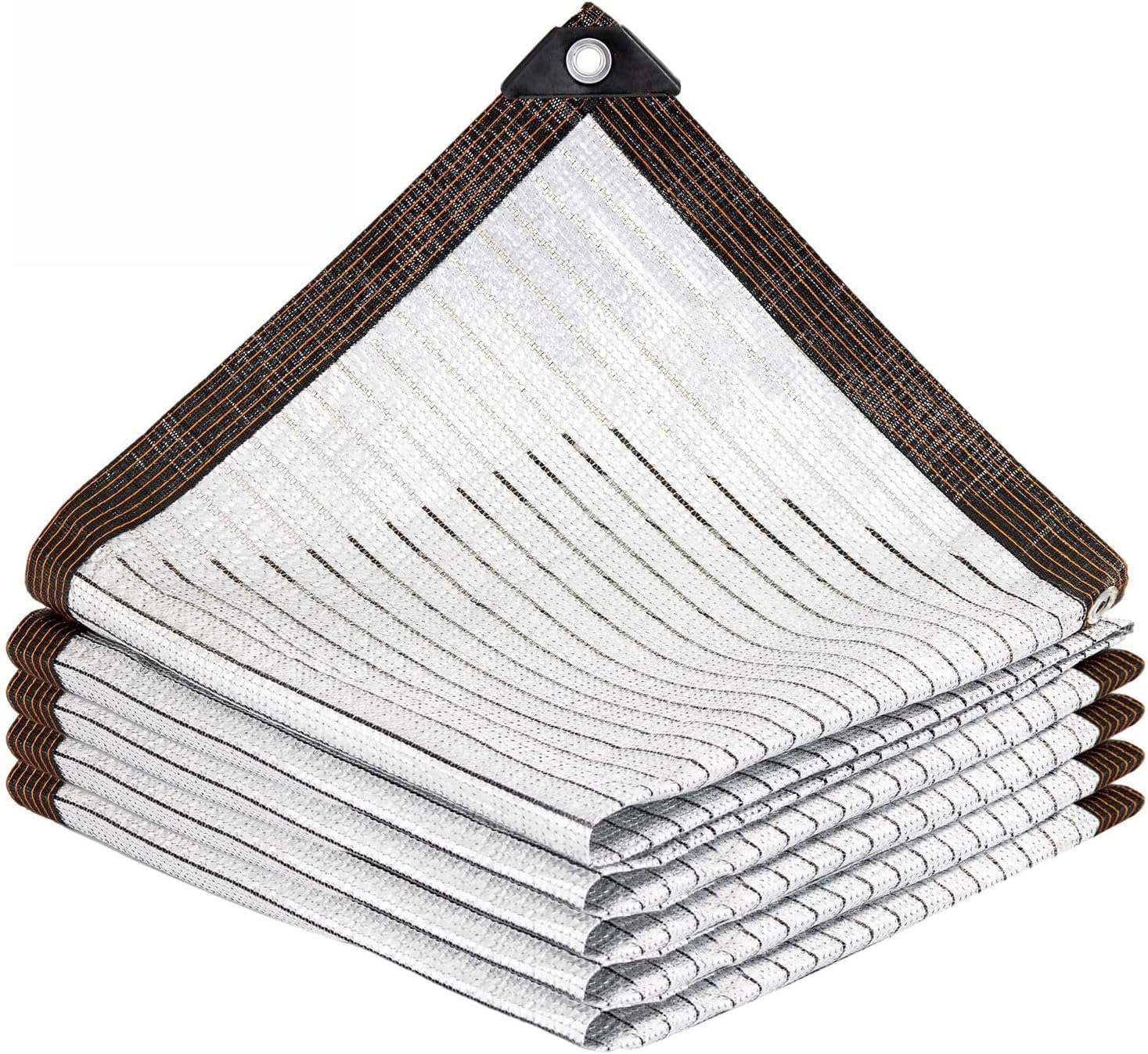 FUANGUI 85% 10x10FT Aluminum Shade Cloth, Durable Aluminum Reflective Tarp, Sun Aluminum Cover for Garden, Car, Outdoor Pergola, Greenhouse, Chicken Coop and Dog Kennel