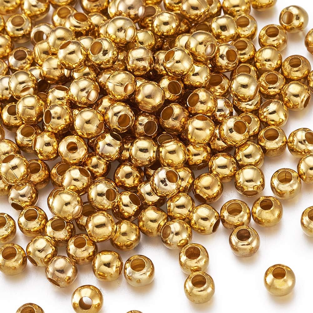 Craftdady 200pcs Golden Metal Spacer Beads 5mm Tiny Smooth Round Ball Loose Beads Charms for Jewellery Making 1.8~2mm Hole - Image 3