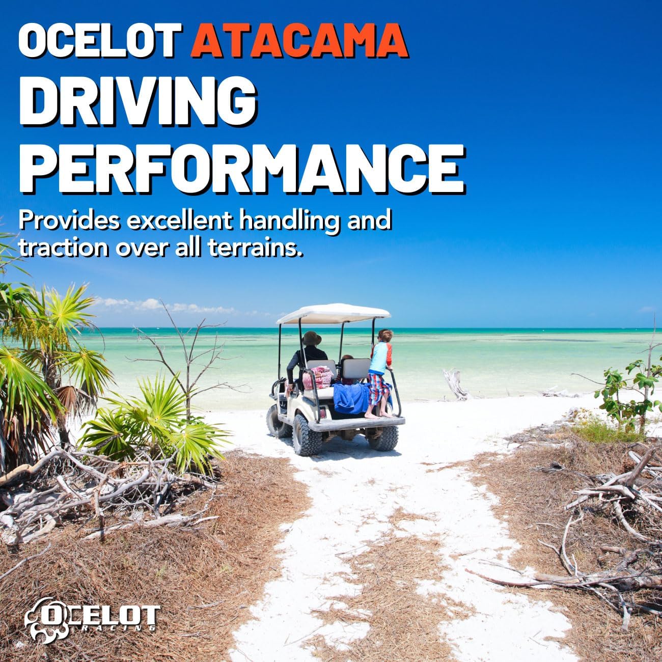Ocelot Atacama 22x11-8 A/T Golf Cart Tire – All Terrain, DOT Approved, 4-Ply Construction, Smooth Operation & Quiet Ride, Tread Design for On/Off-Road Use
