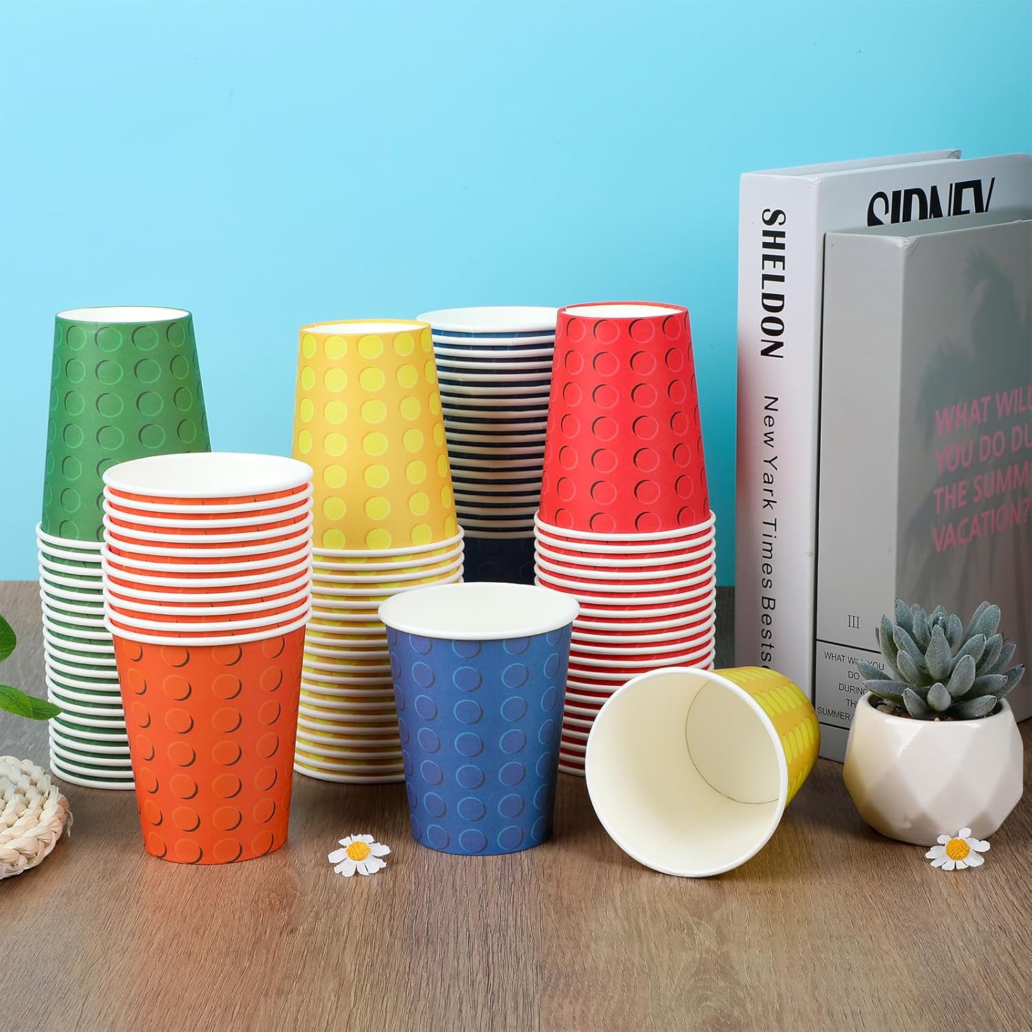 100pcs Building Blocks Party Paper Cups Colorful Blocks Bricks Disposable Cups for Block Party Decorations Building Bricks Paper Drinking Cups for Building Block Birthday Party Supplies and Favors