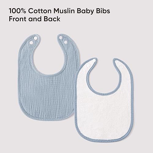 Miniatura 6 de bearmoss Baberos de muselina para bebé, 100% algodón, cuadrados ajustables, regalo para bebés, niñas y niños, baba de dentición, paquete de 8