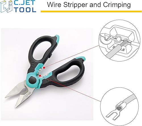 Miniatura 7 de Tijeras de electricista de acero inoxidable de 6 pulgadas para cable blando de cobre de aluminio (turquesa)